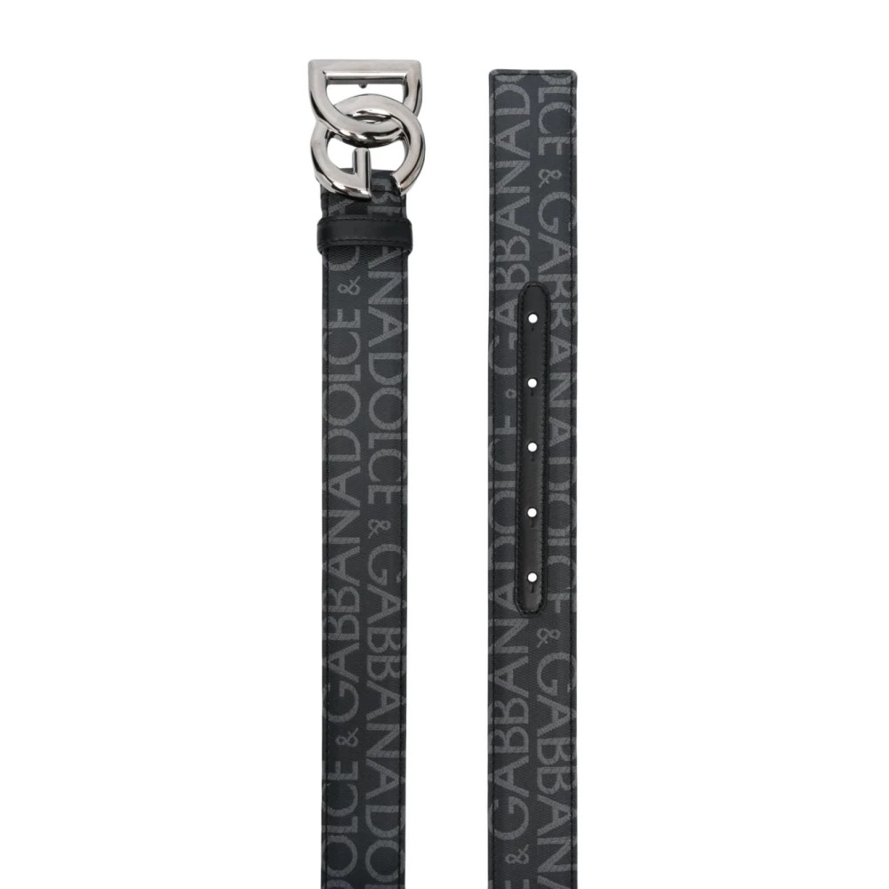 BLACK JACQUARD FABRIC BELT WITH DG BUCKLE - 2