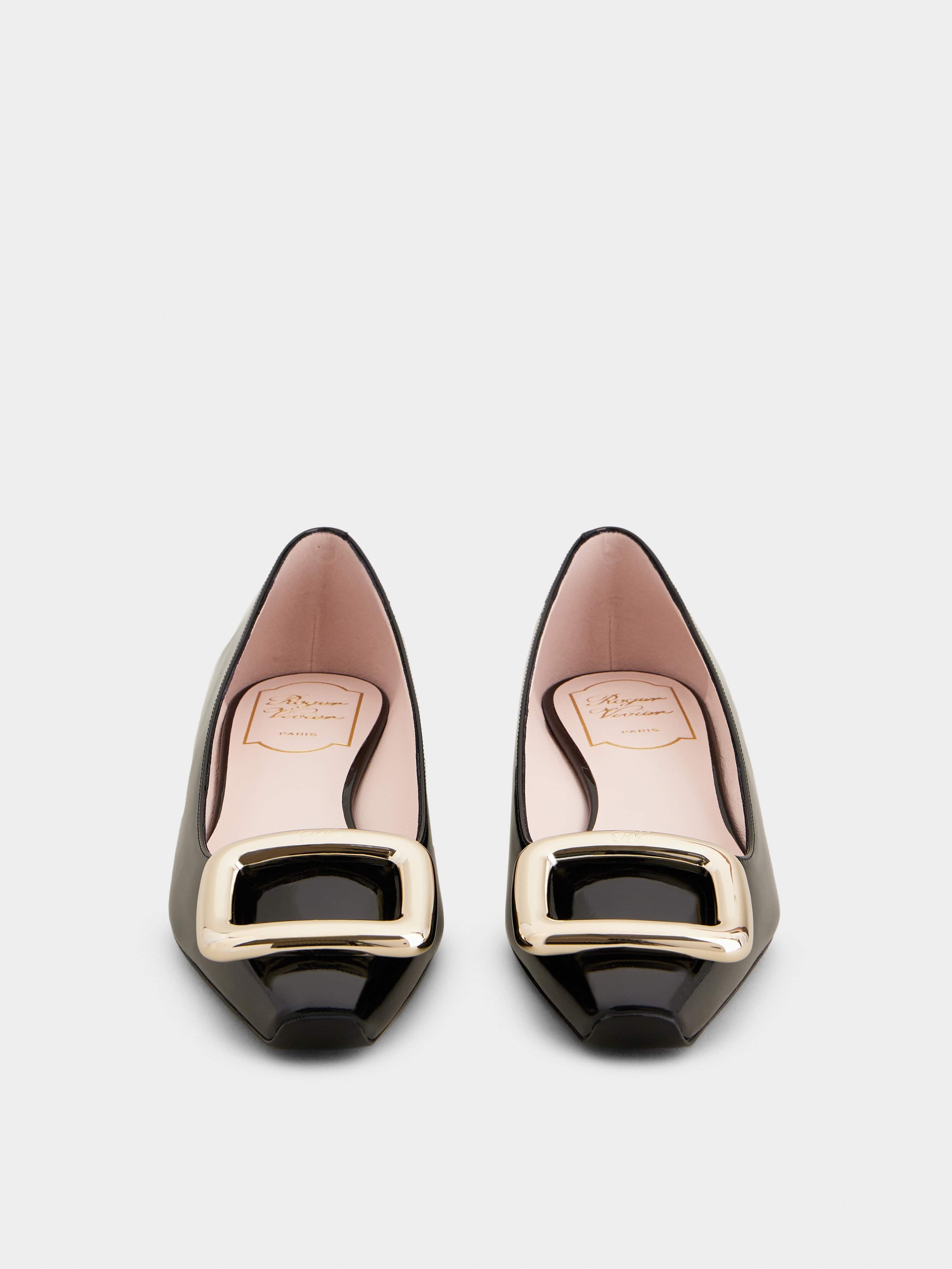 Viv' Choc Metal Buckle Ballerinas in Patent Leather - 7