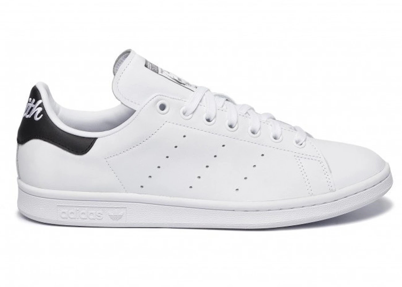 adidas Stan Smith White Black Cursive Heel - 1