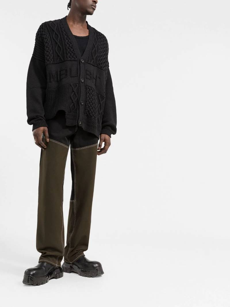 Ambush patchwork-knit logo-detail cardigan outlook