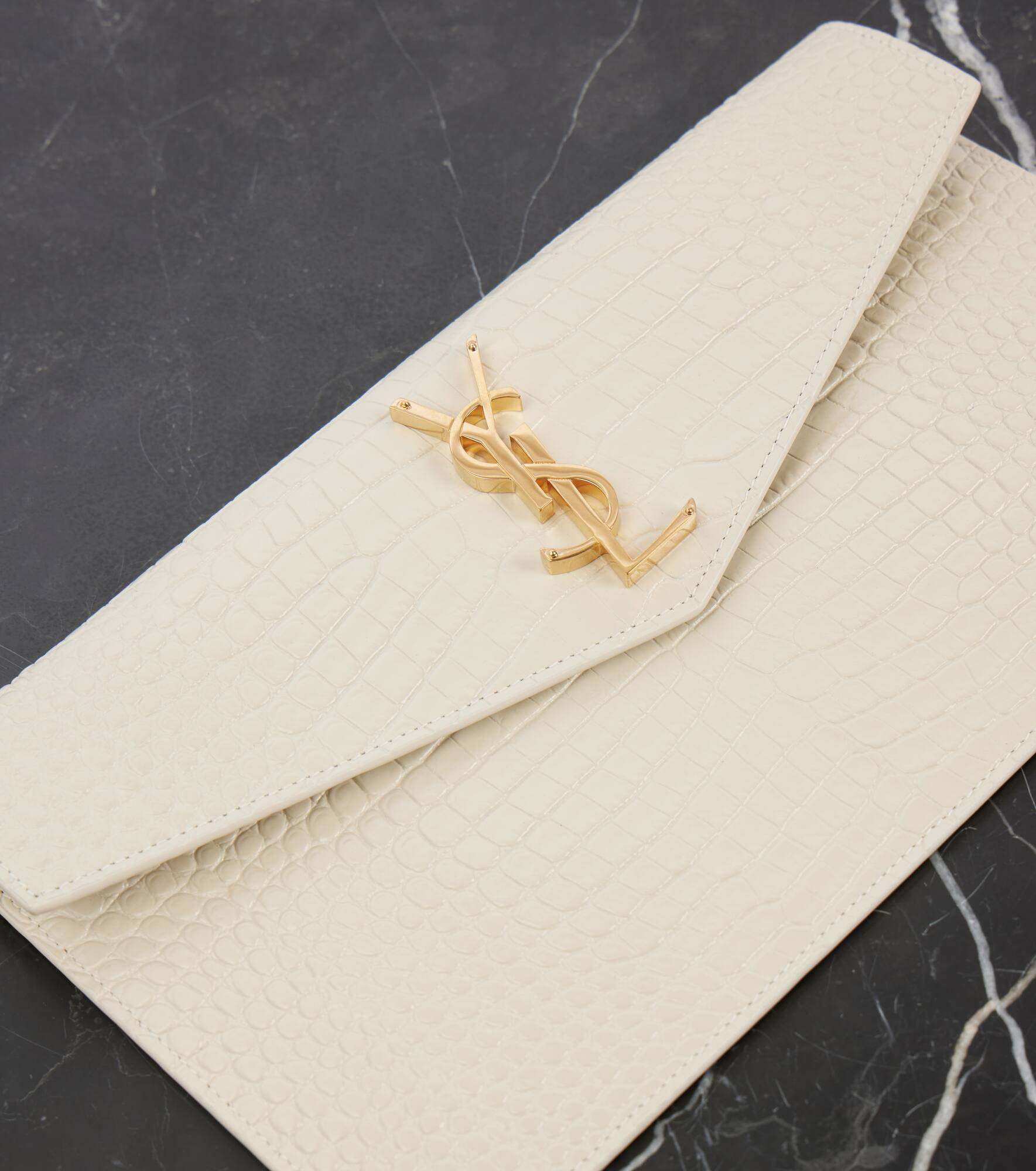 Uptown croc-effect leather clutch - 6