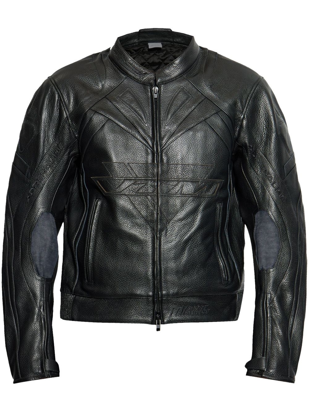 zipped leather jacket - 1