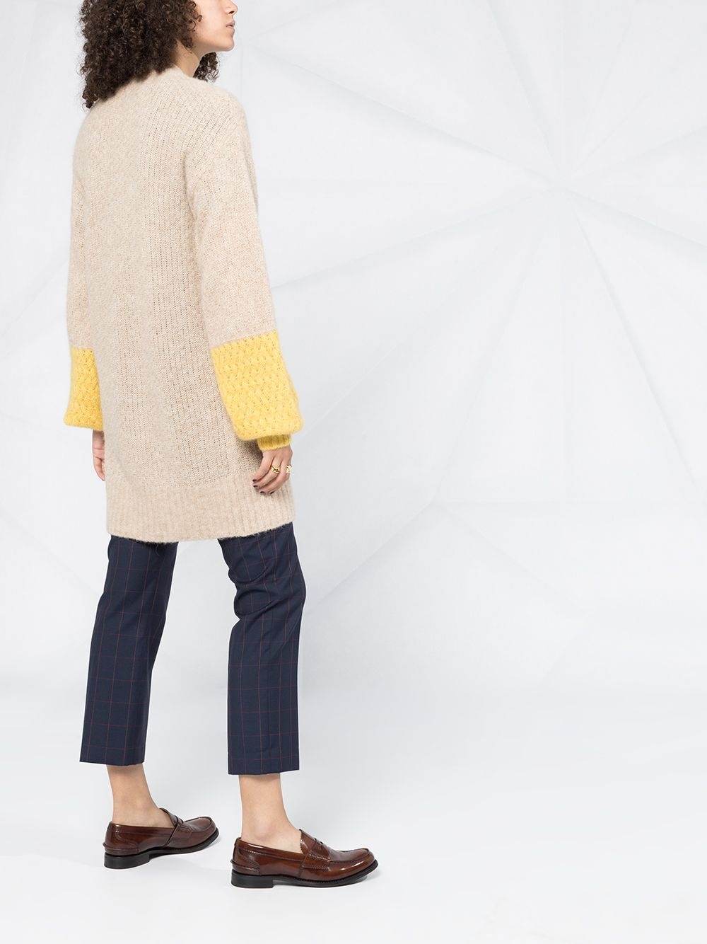 longline colour-block cardigan - 4