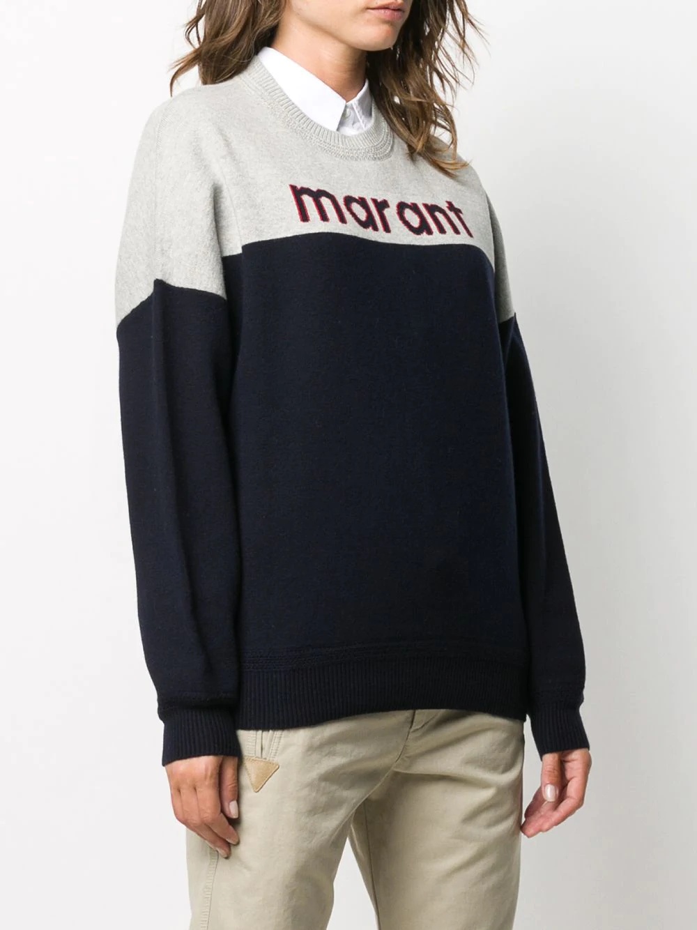 logo panelled crew neck jumper - 3