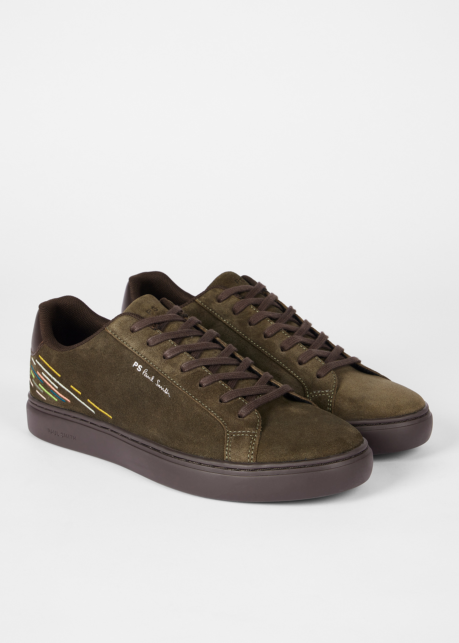 Khaki Suede 'Rex' Embroidery Trainers - 4