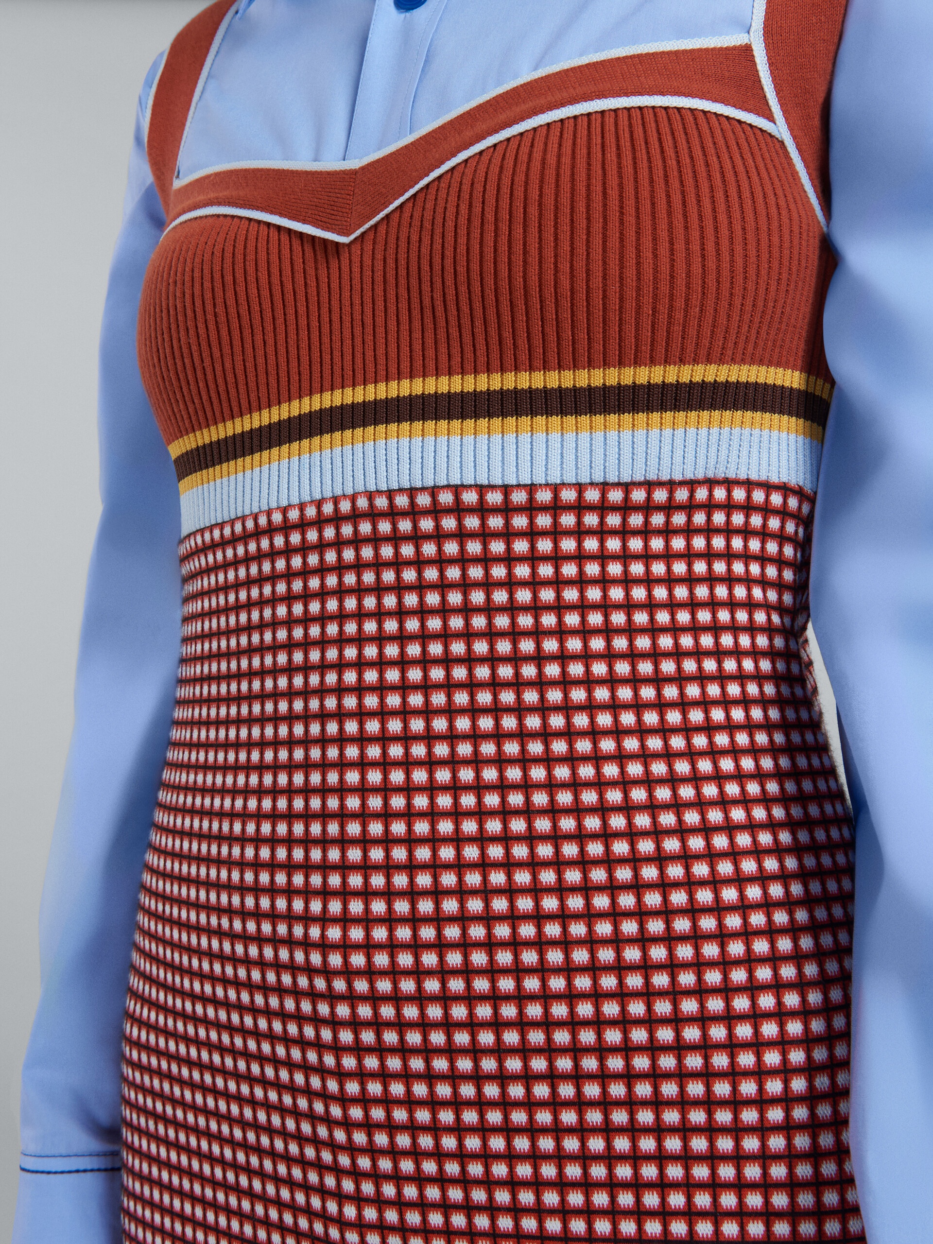 SHEATH DRESS IN ORANGE JACQUARD FABRIC - 5