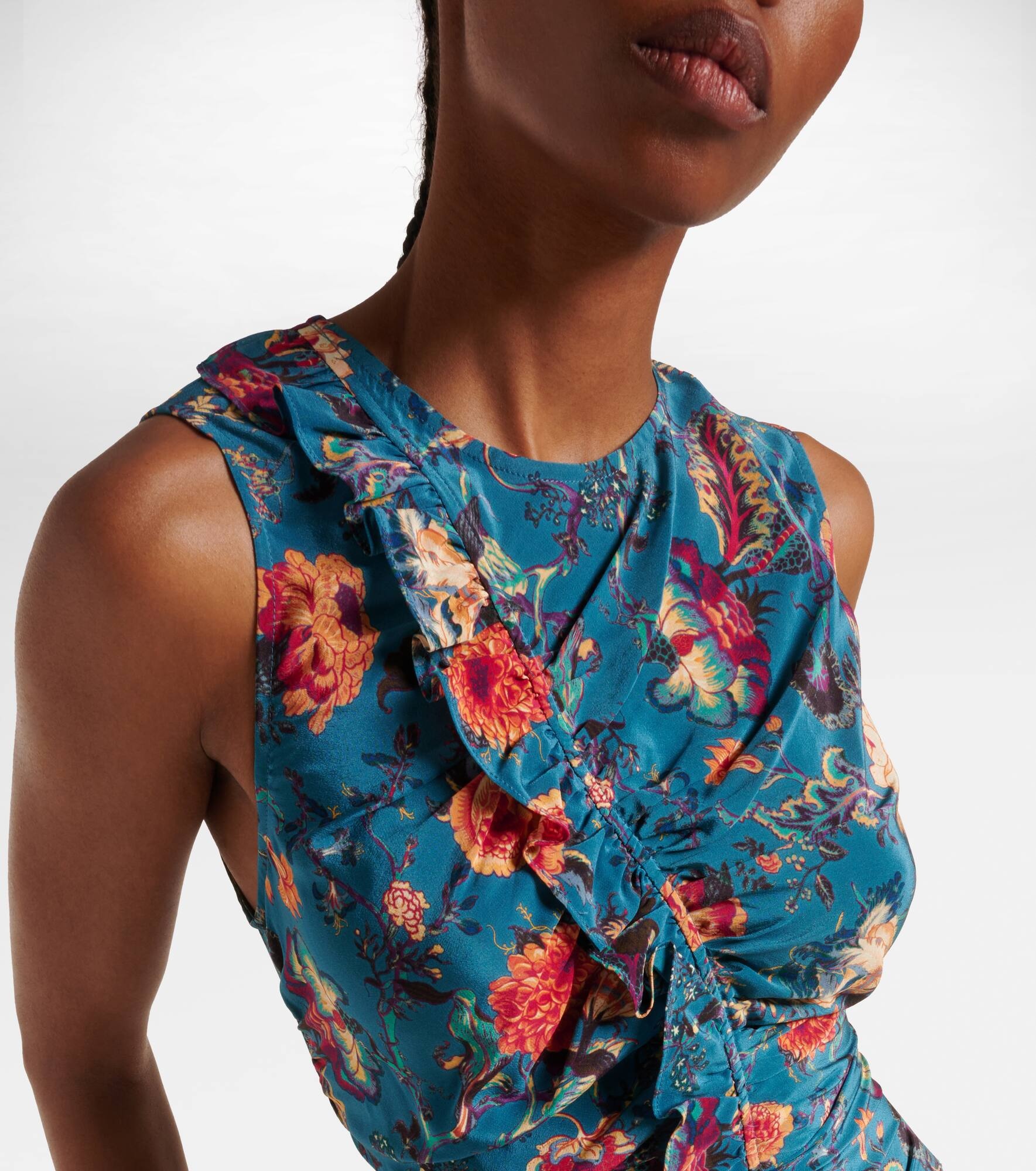 Lorna floral silk midi dress - 4