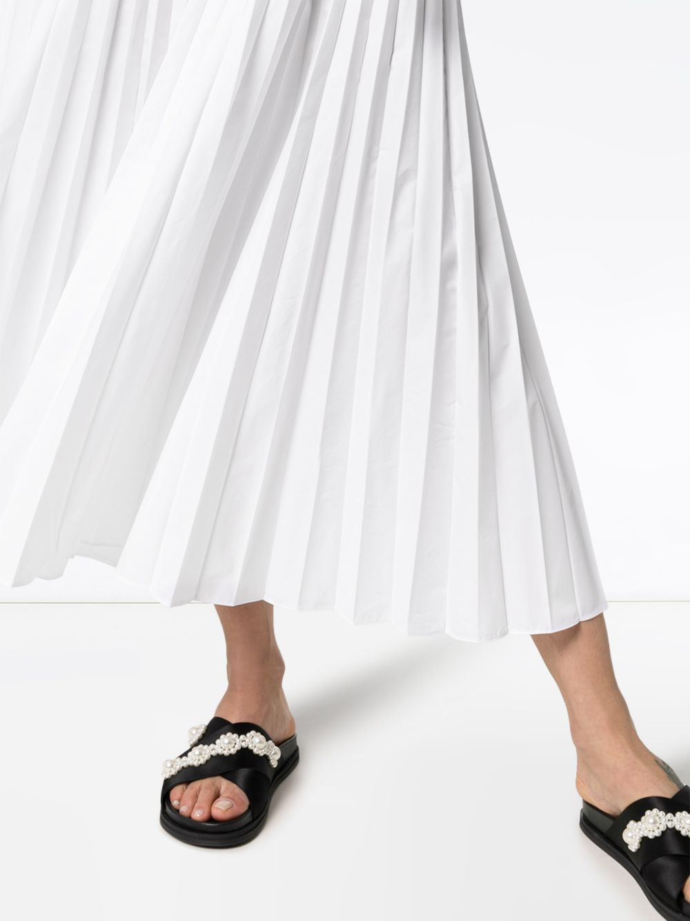pleated cotton-blend poplin dress - 5