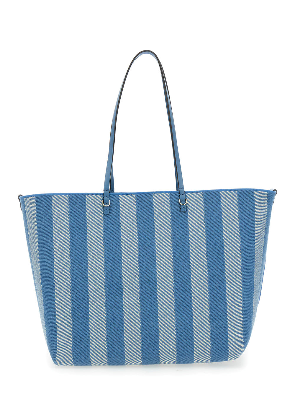 Fendi Women 'Roll Large' Blue Shopper With Reversible Design And All-Over Striped Motif In Cotton Wo - 4