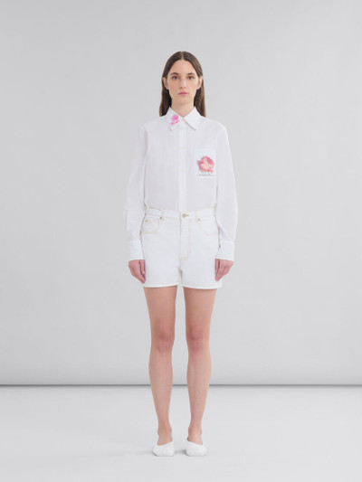 Marni WHITE DENIM SHORTS WITH FLOWER PATCH outlook