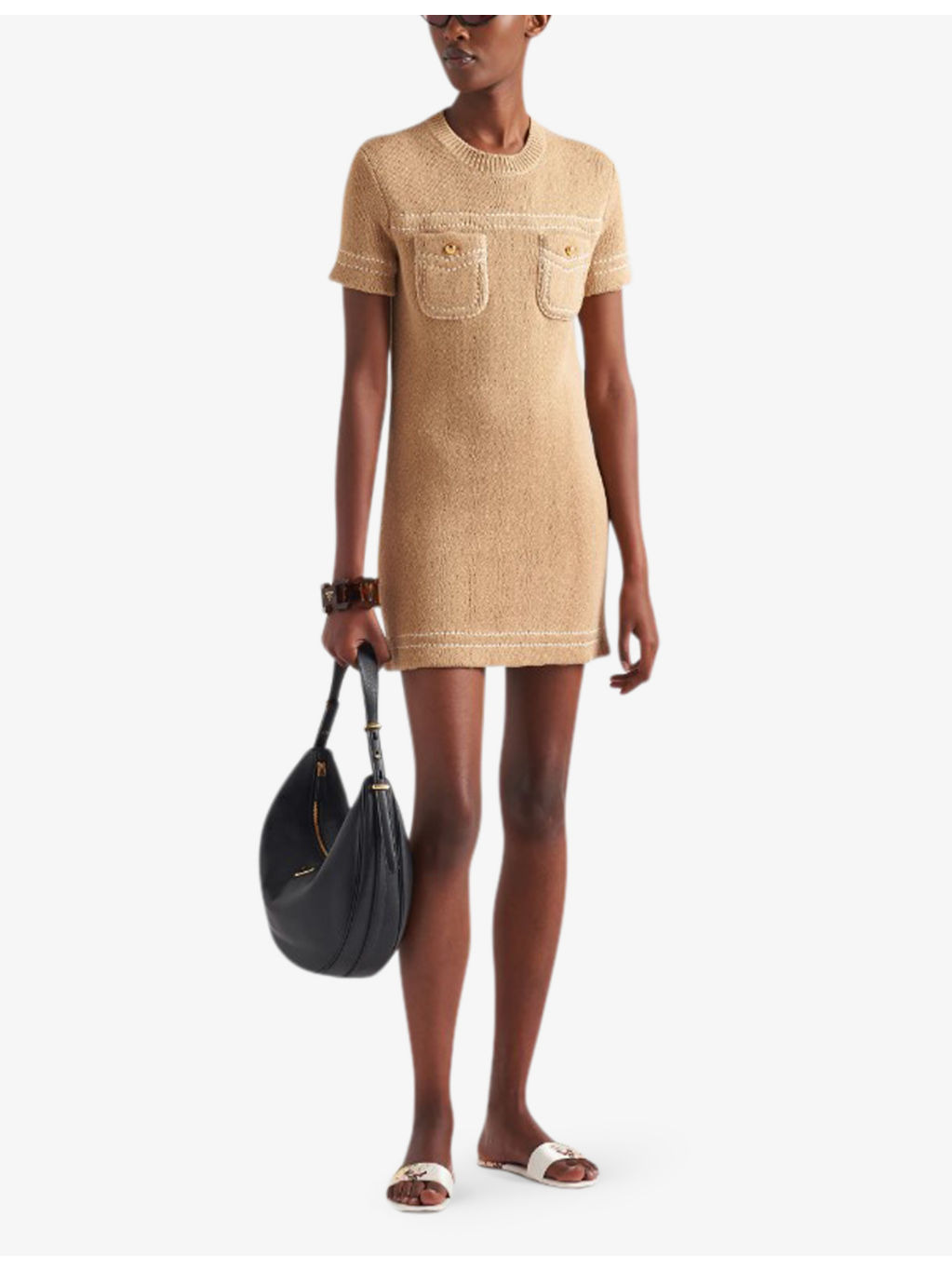 Pocket-embellished straight-hem cotton mini dress - 2