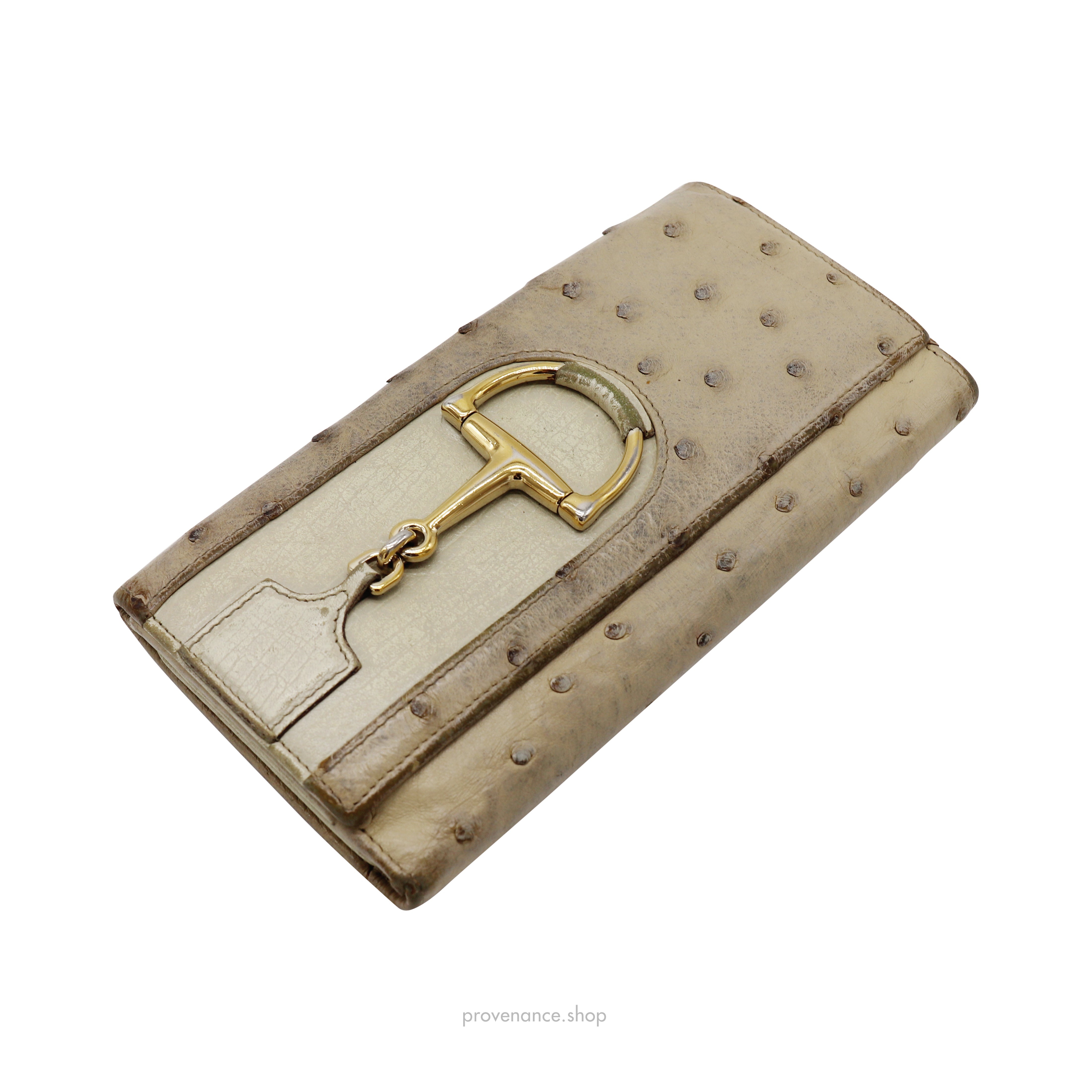 Gucci Horsebit Long Wallet - Ivory Ostrich Leather - 3