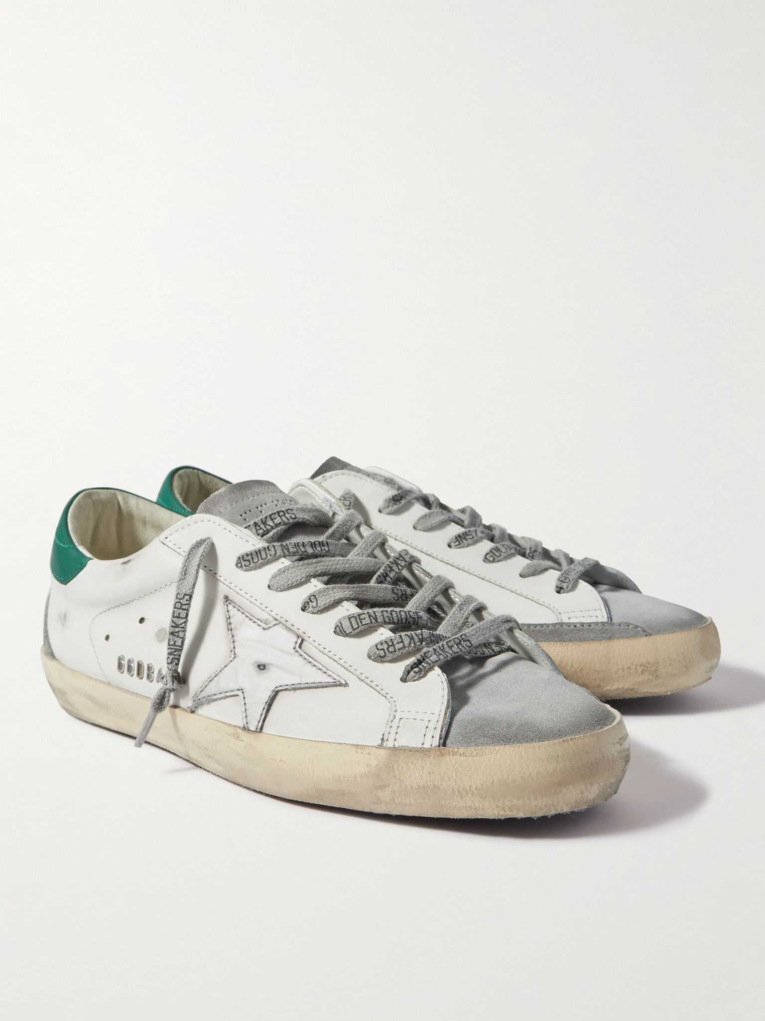 Super-Star Distressed Suede-Trimmed Leather Sneakers White - 4