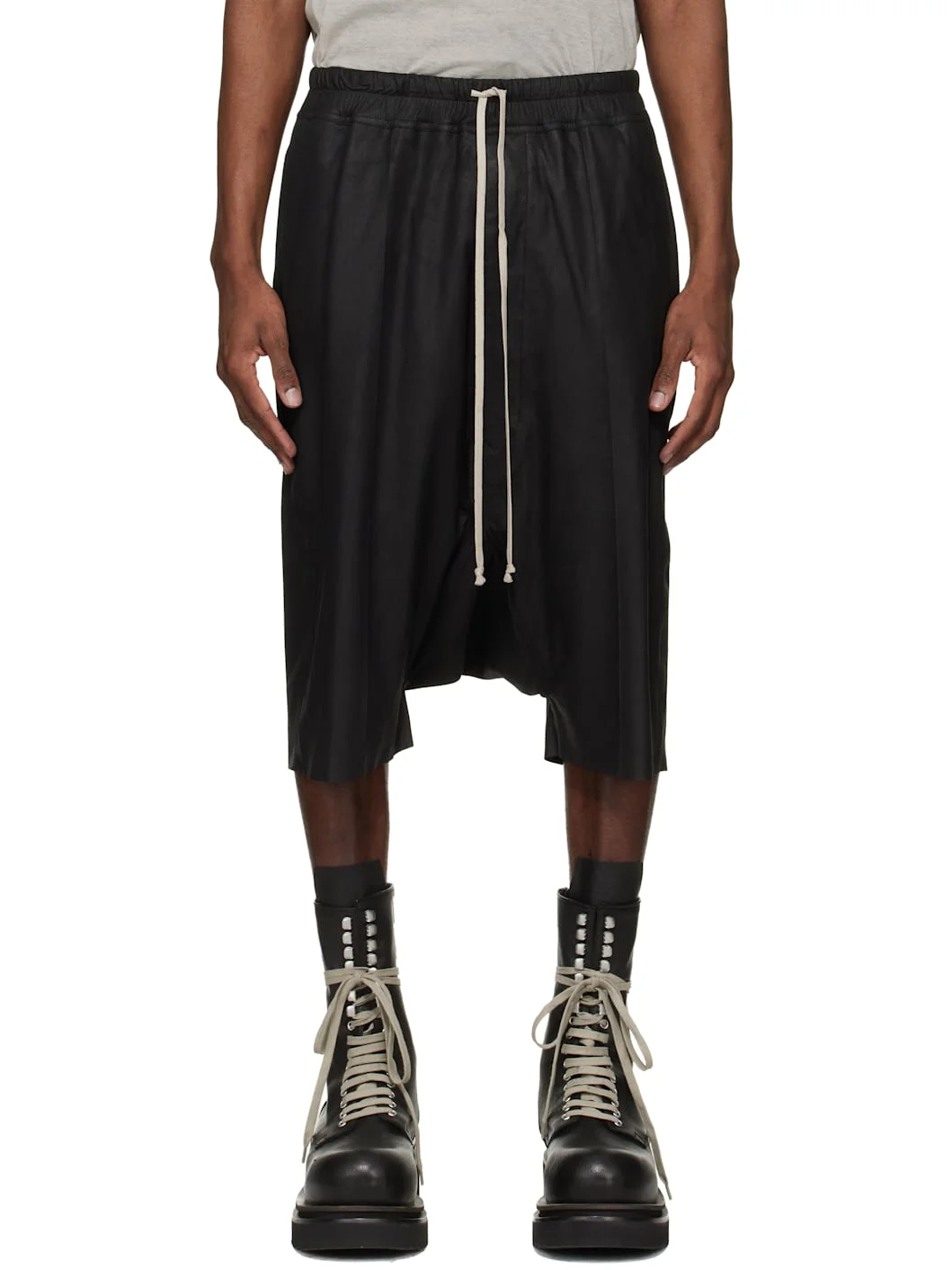 Black Temple Rick S Pods Leather Shorts - 1