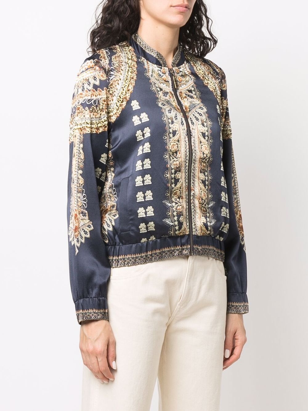 graphic-print silk bomber jacket - 3
