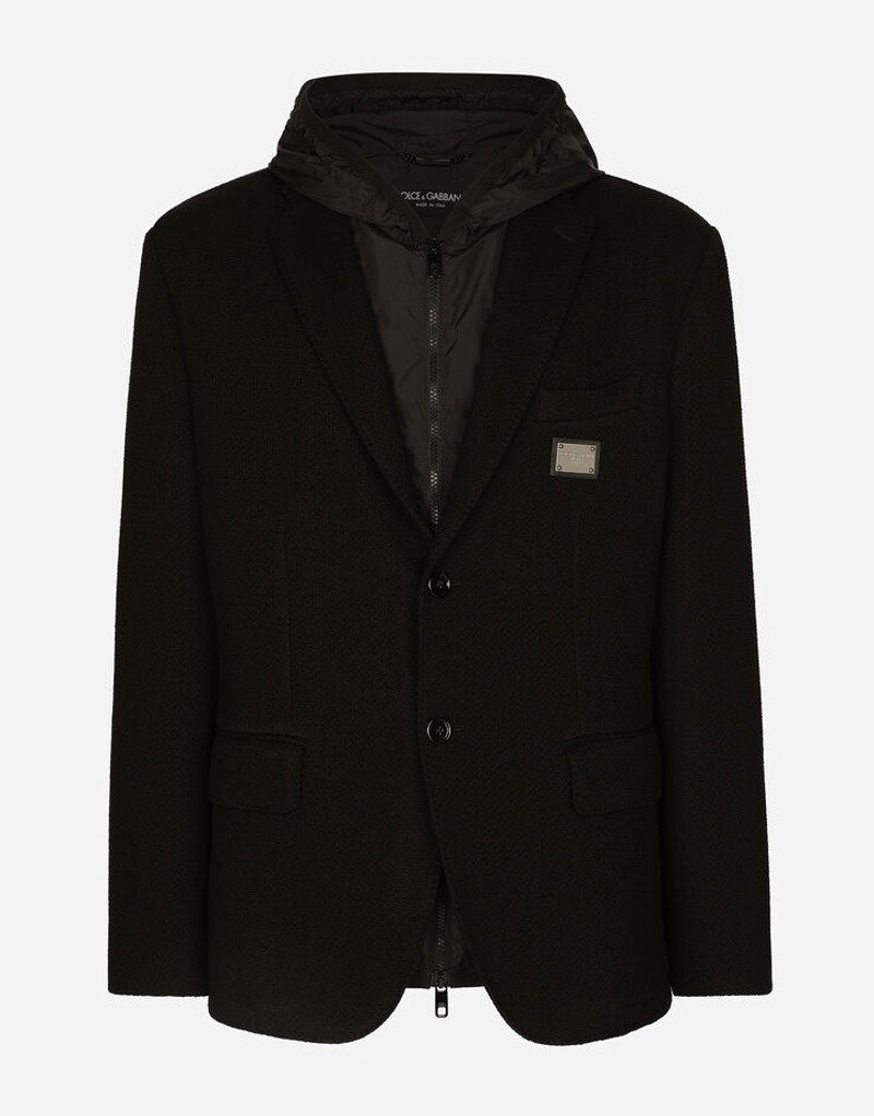 Hooded jersey jacket and nylon vest 1
