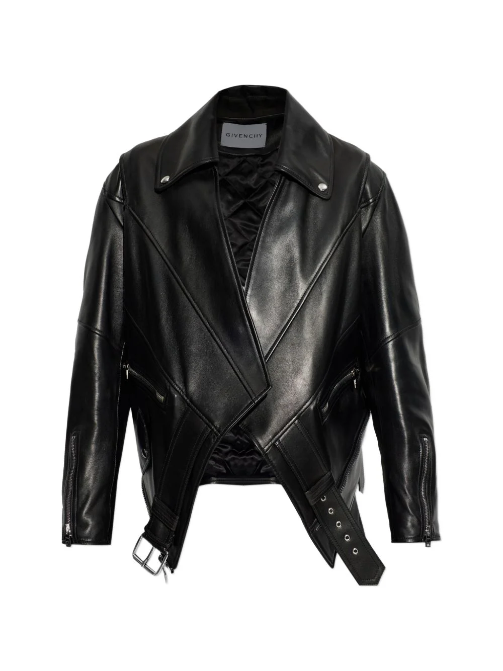 zip-up lambskin jacket - 1
