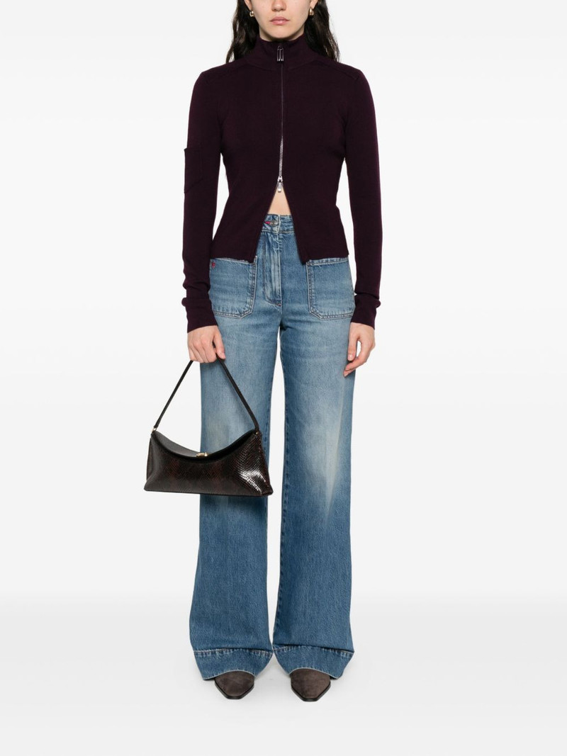Victoria Beckham high-neck zip-front cardigan outlook