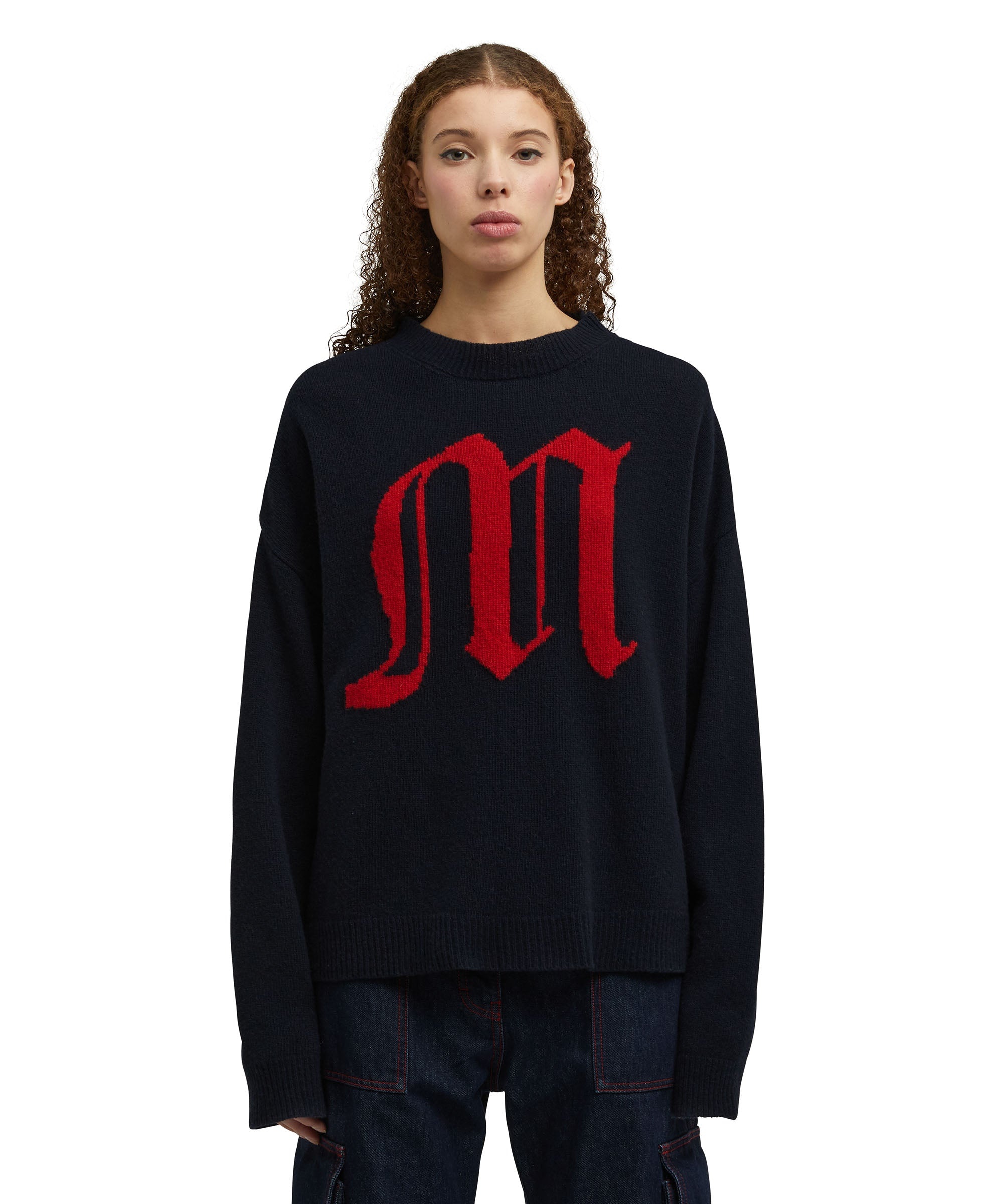 Blended wool sweater with gothic logo - 2
