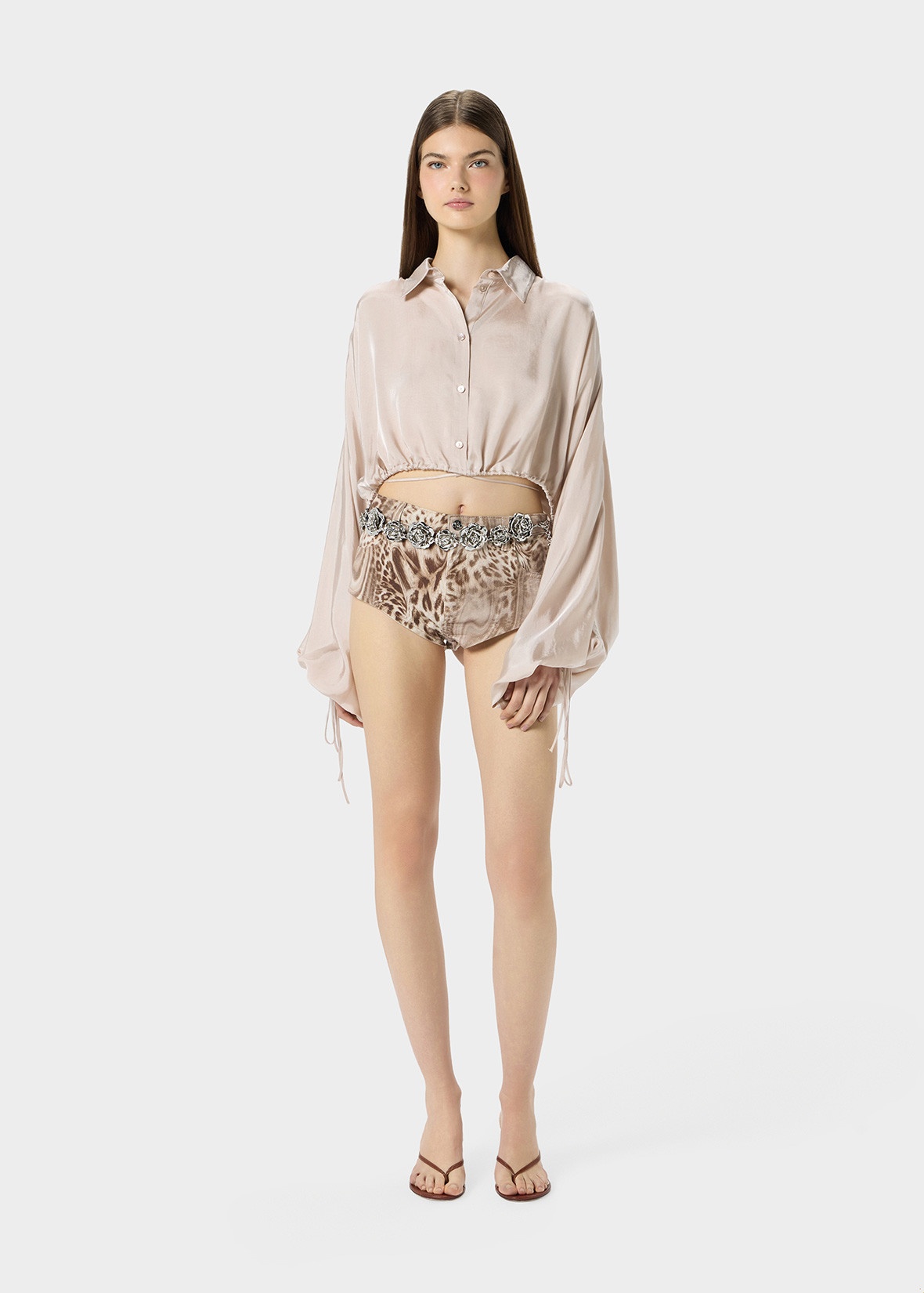 CROPPED SHIRT IN LIGHT TWILL - 2