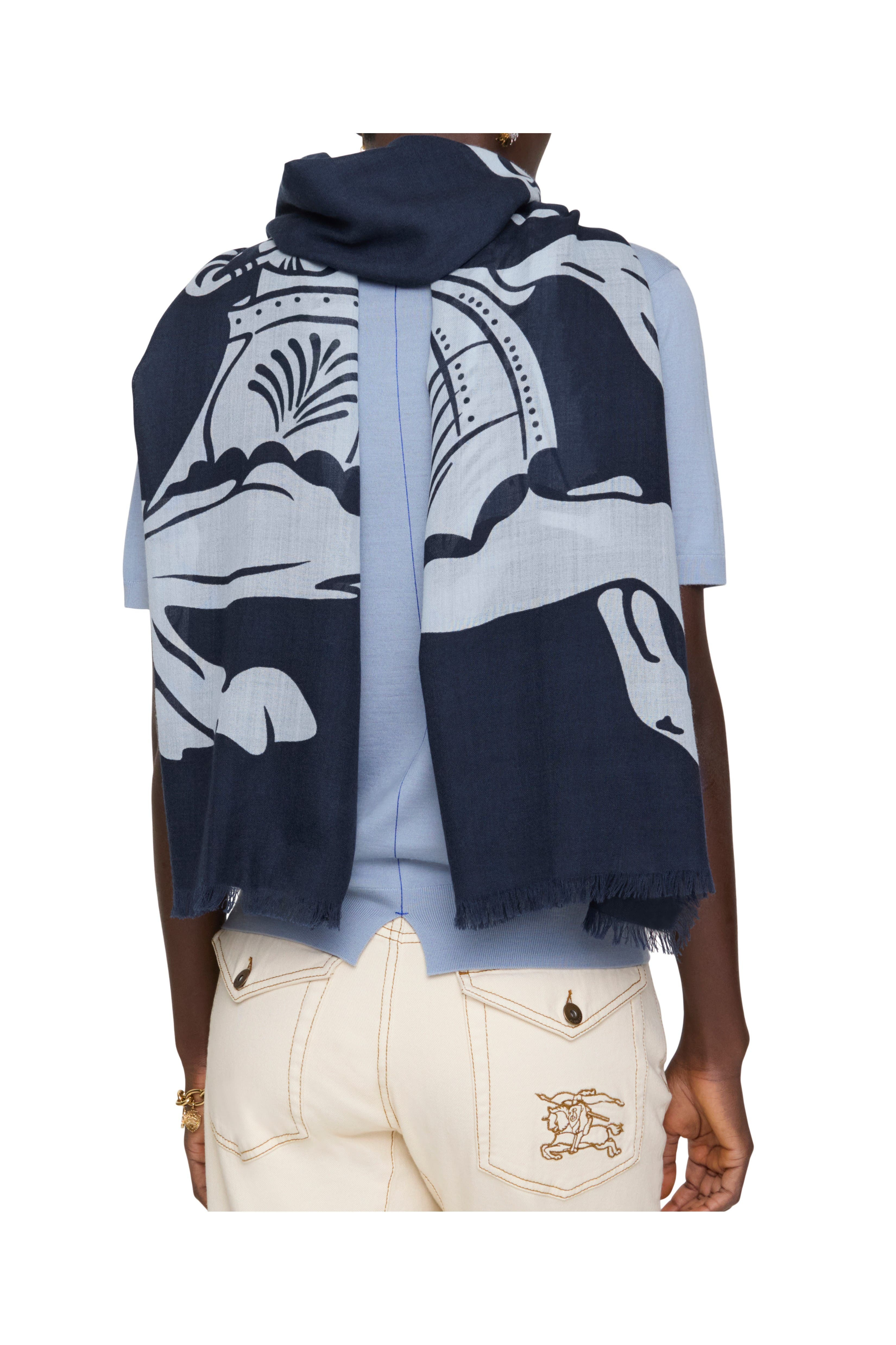 burberry Wide EKD Wool Scarf in Bank at Nordstrom - 3