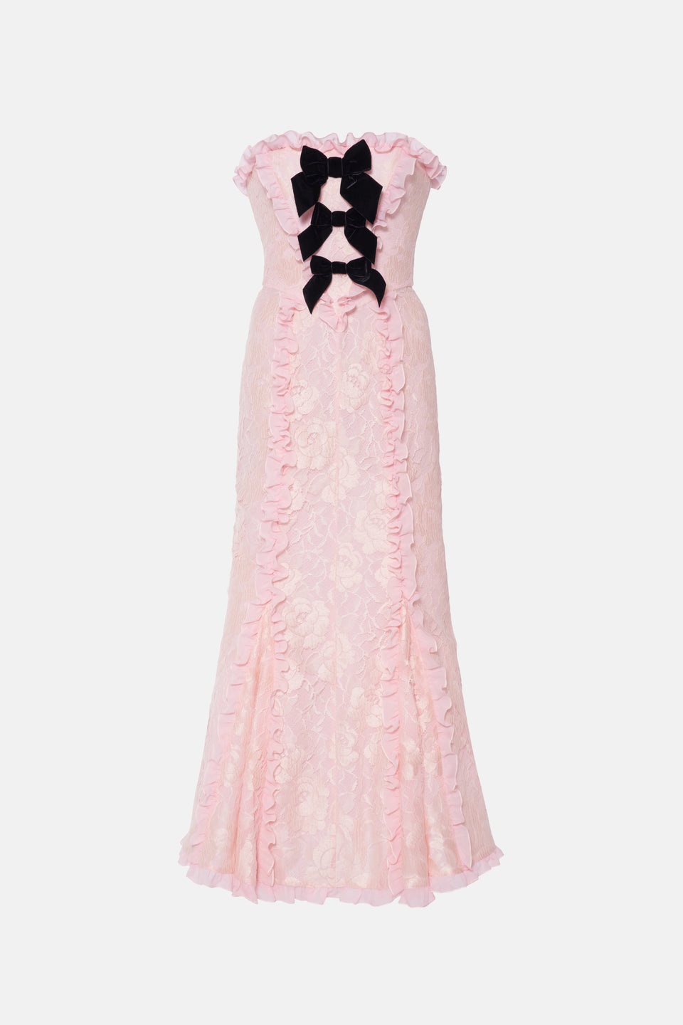 LACE BUSTIER DRESS WITH VELVET BOWS - 1