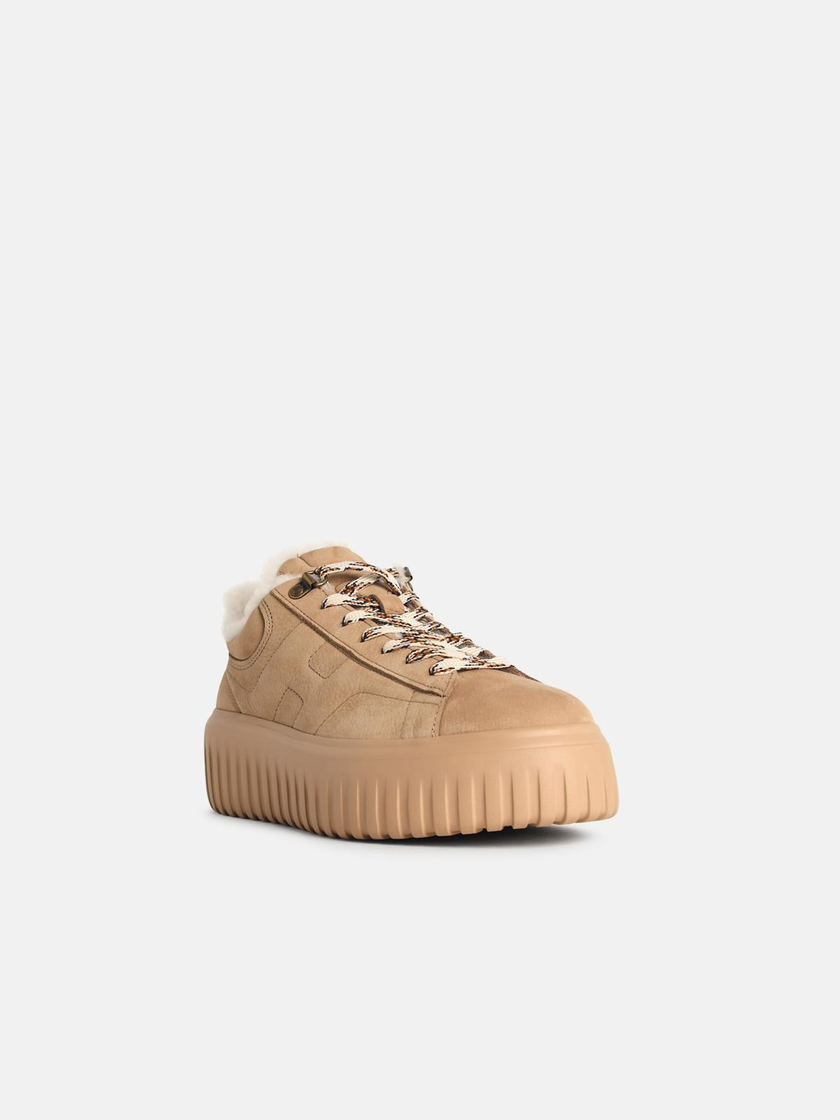 'H-STRIPES' BEIGE LEATHER SNEAKERS - 2