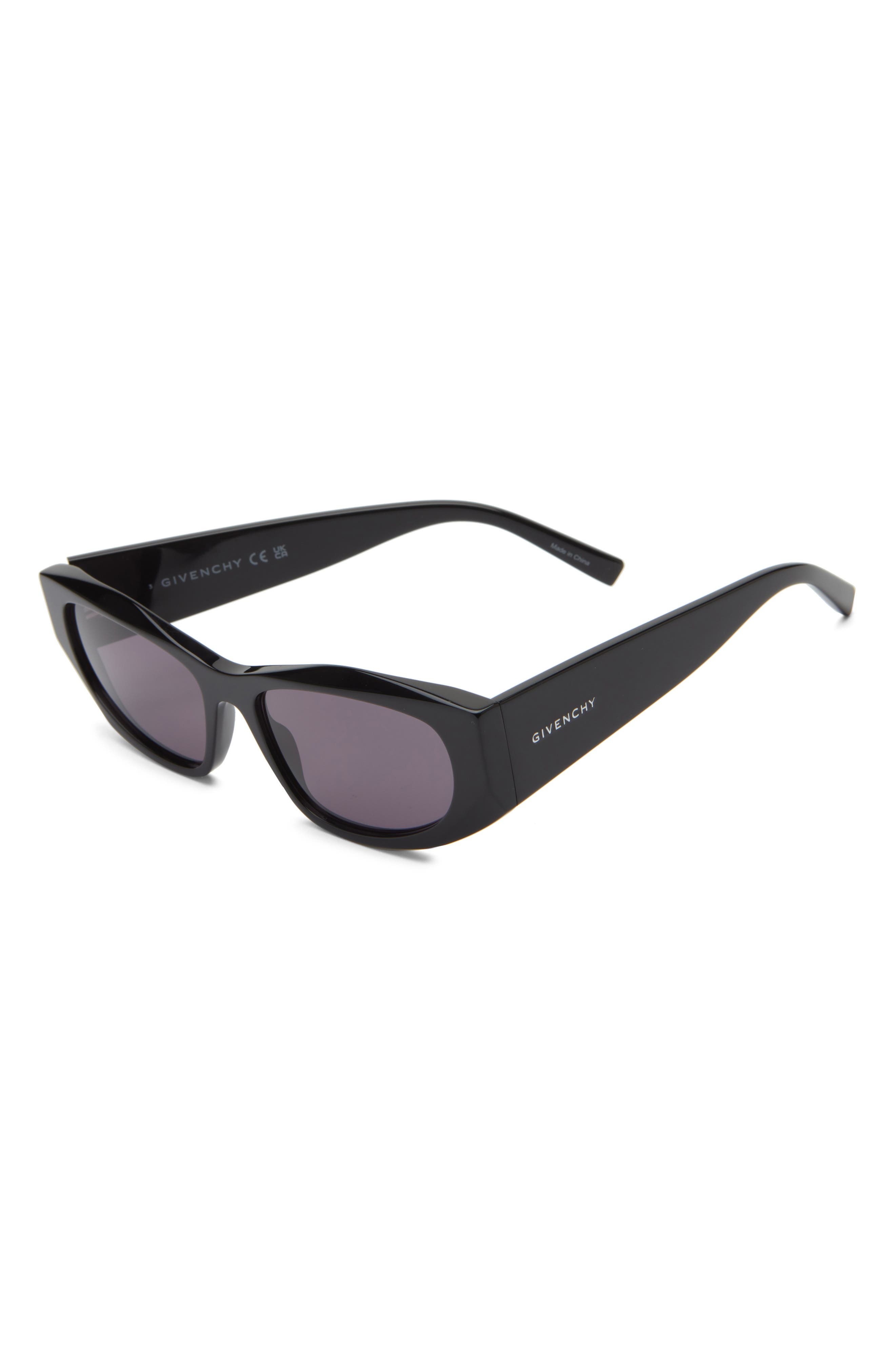 Givenchy GV Day 56mm Geometric Sunglasses in Shiny Black /Smoke at Nordstrom - 2