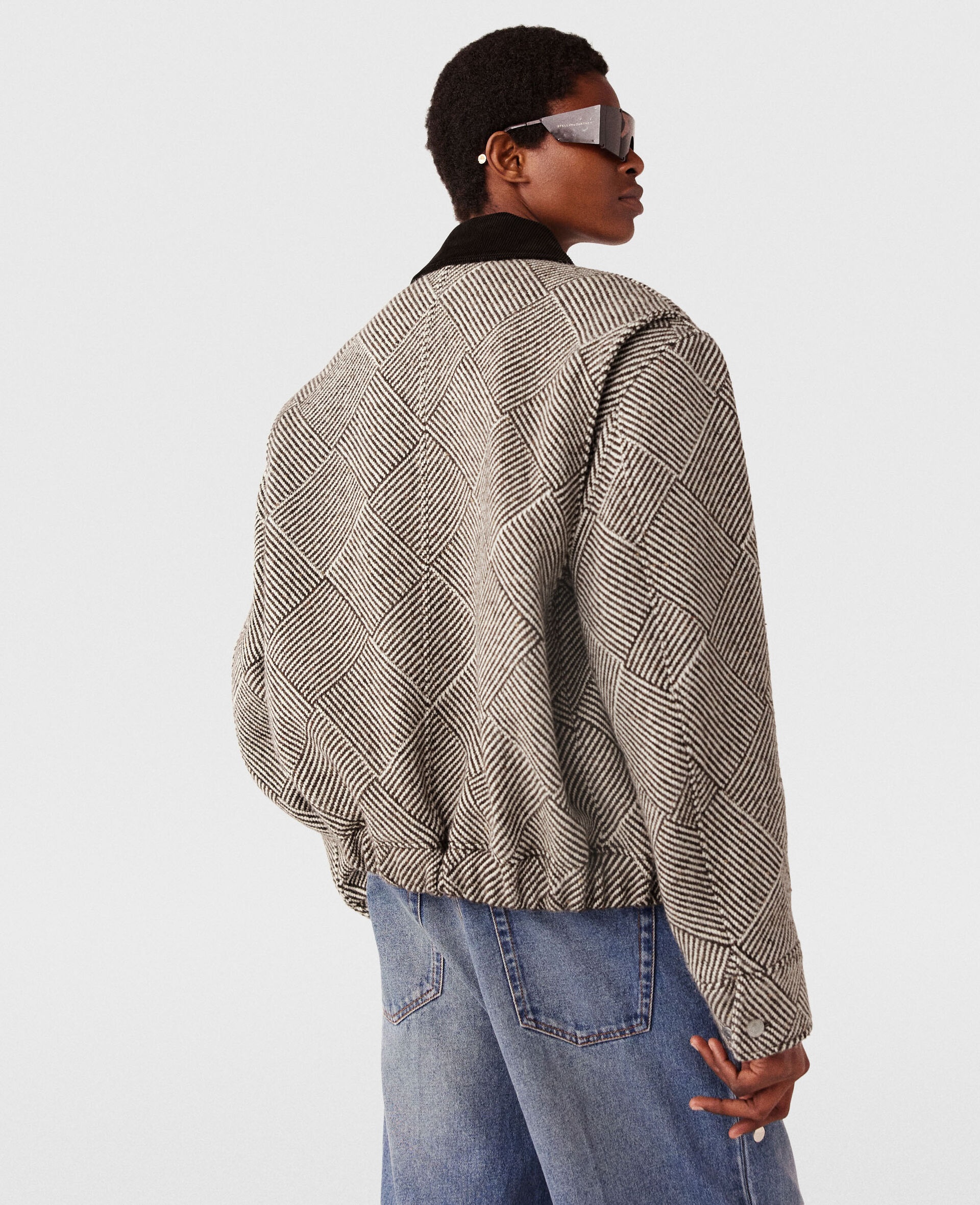 Stella McCartney Oversized Tweed Bomber Jacket REVERSIBLE