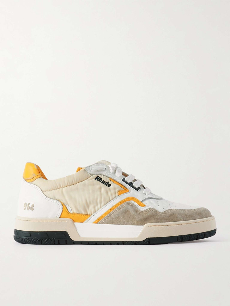Racing Logo-Embroidered Leather, Suede and Shell Sneakers - 1