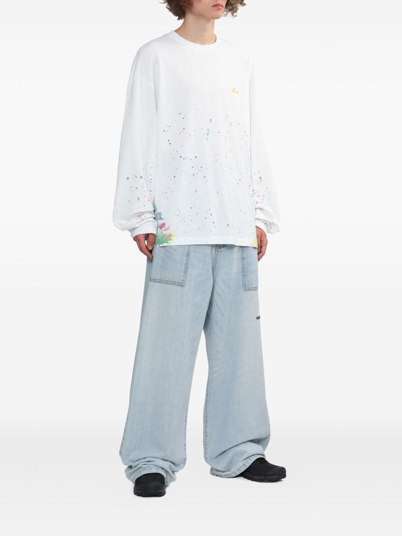 We11done paint-splatter long-sleeve T-shirt outlook