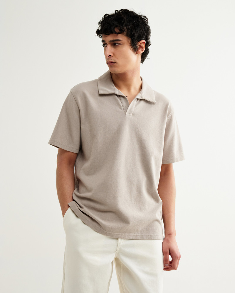 Wax London Atwood - Clay Textured Organic Cotton Polo Shirt outlook