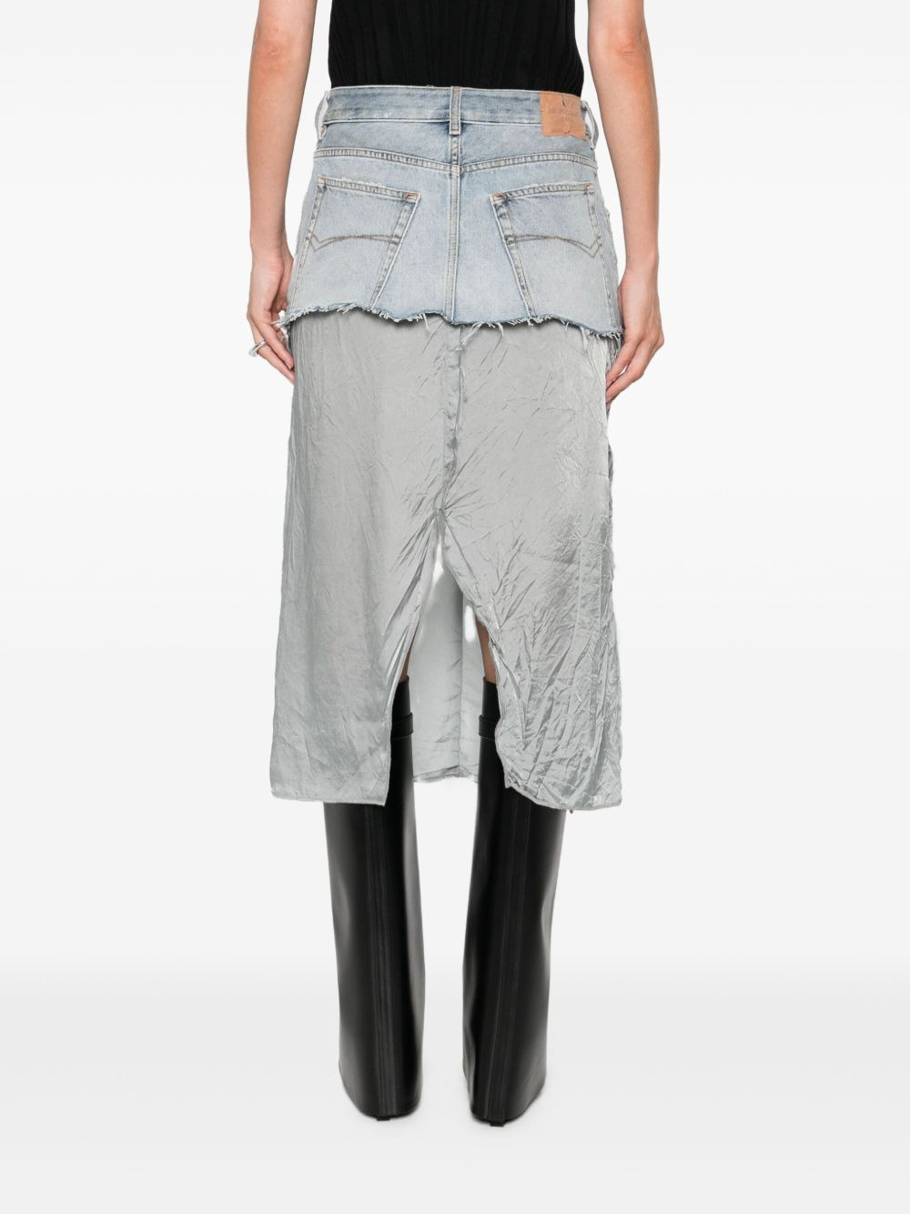 denim-panelled midi skirt - 4