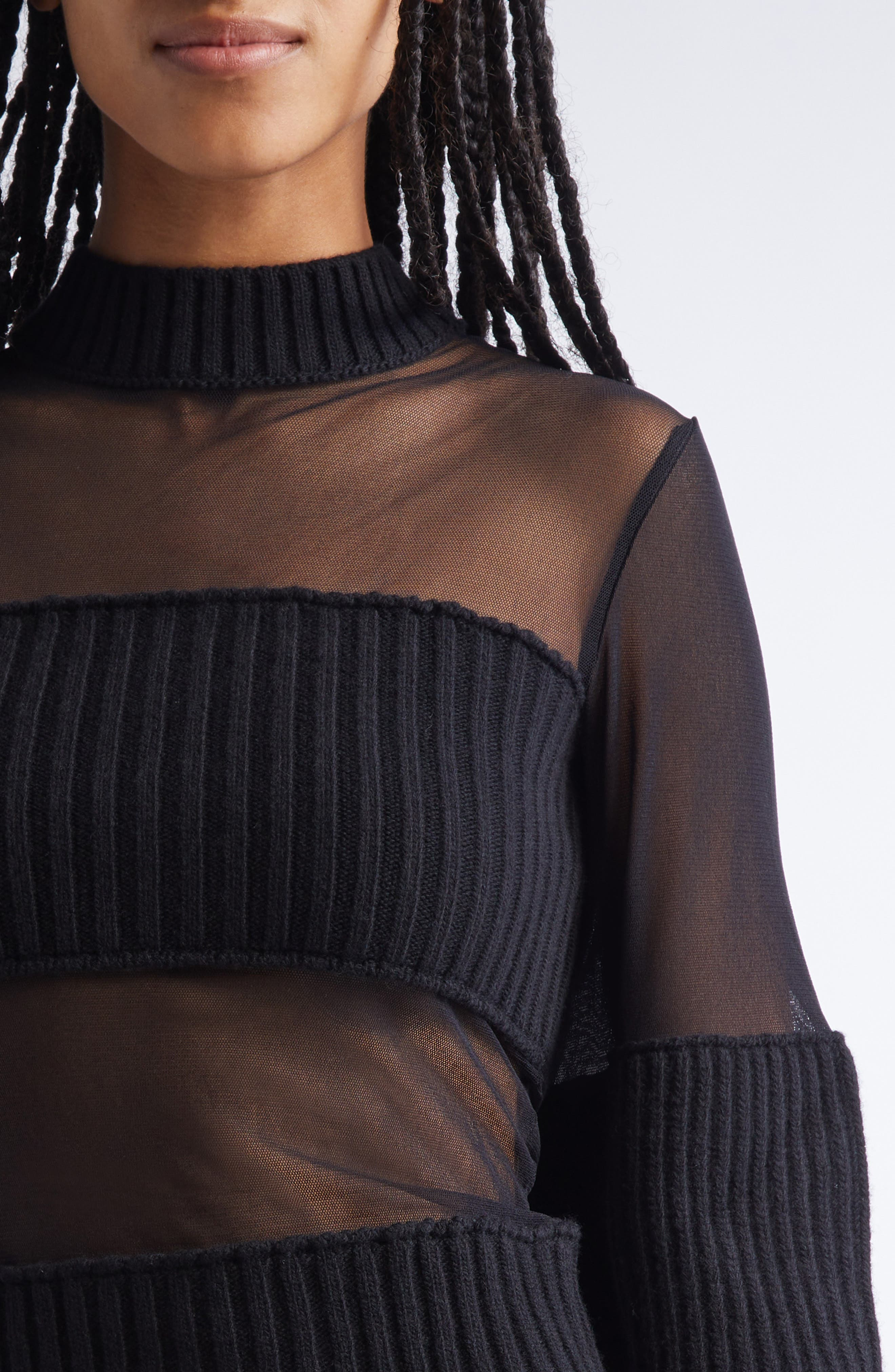 Jean Paul Gaultier Paneled Mixed Media Sweater in Black at Nordstrom - 3
