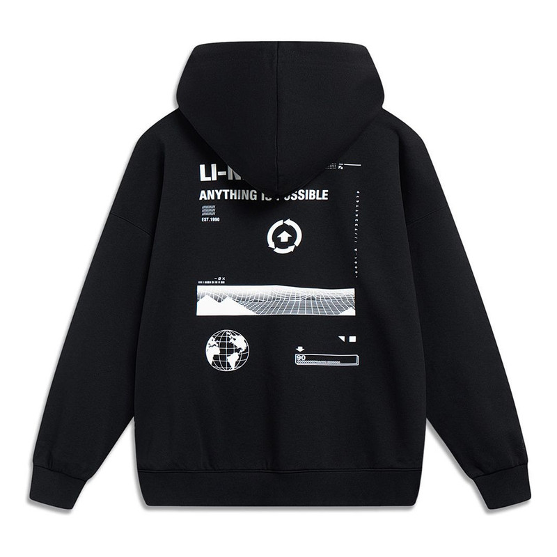 Li-Ning Li-Ning Anything Is Possible Graphic Hoodie 'Black' AWDT599-1 outlook
