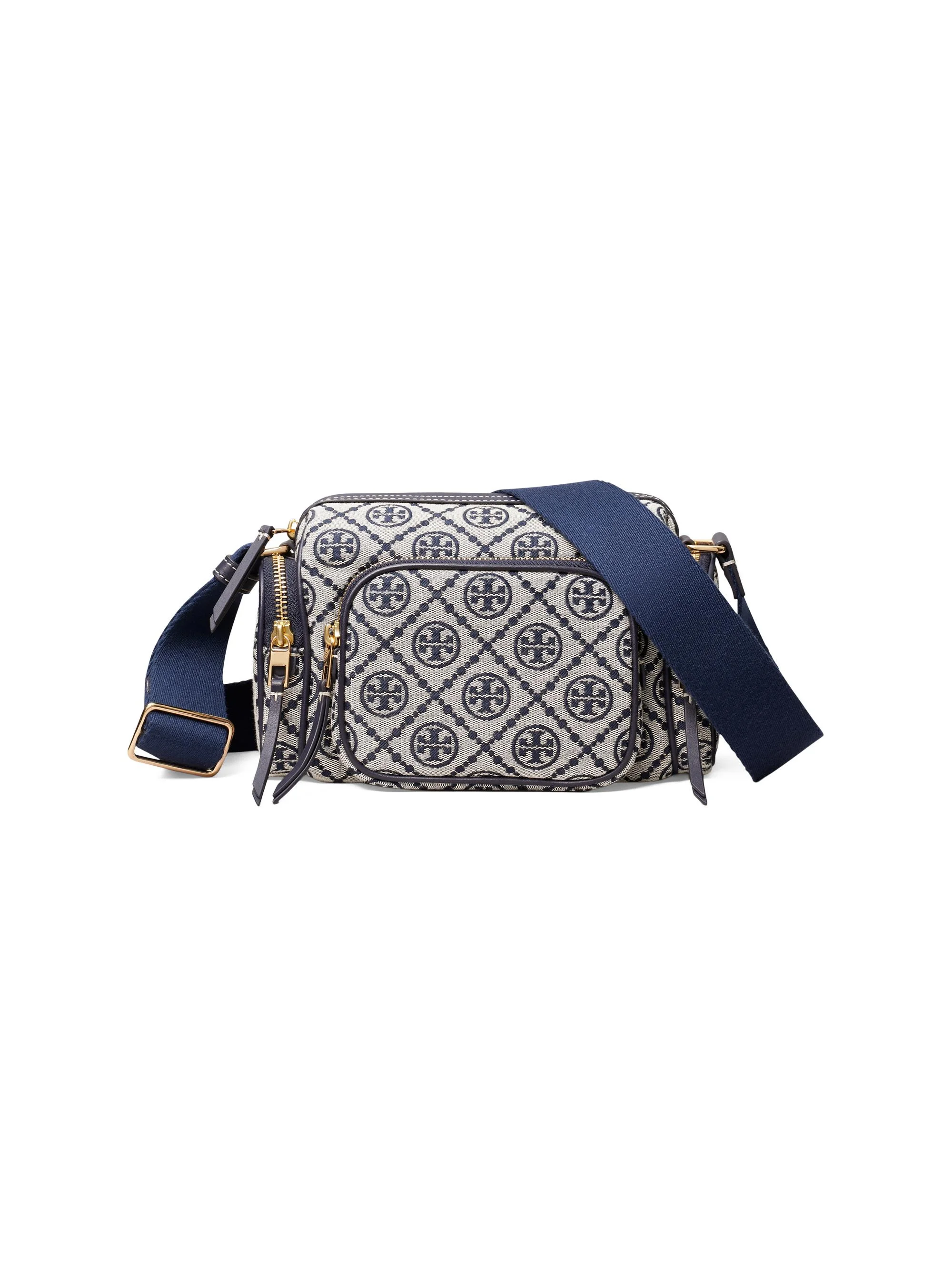 Women's T Monogram Jacquard Crossbody Bag - Tory Navy - 1