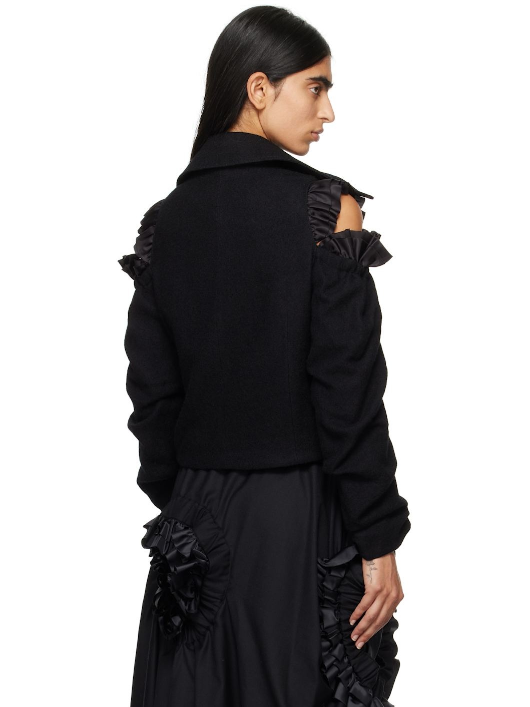 Black Milled Wool Jacket - 3