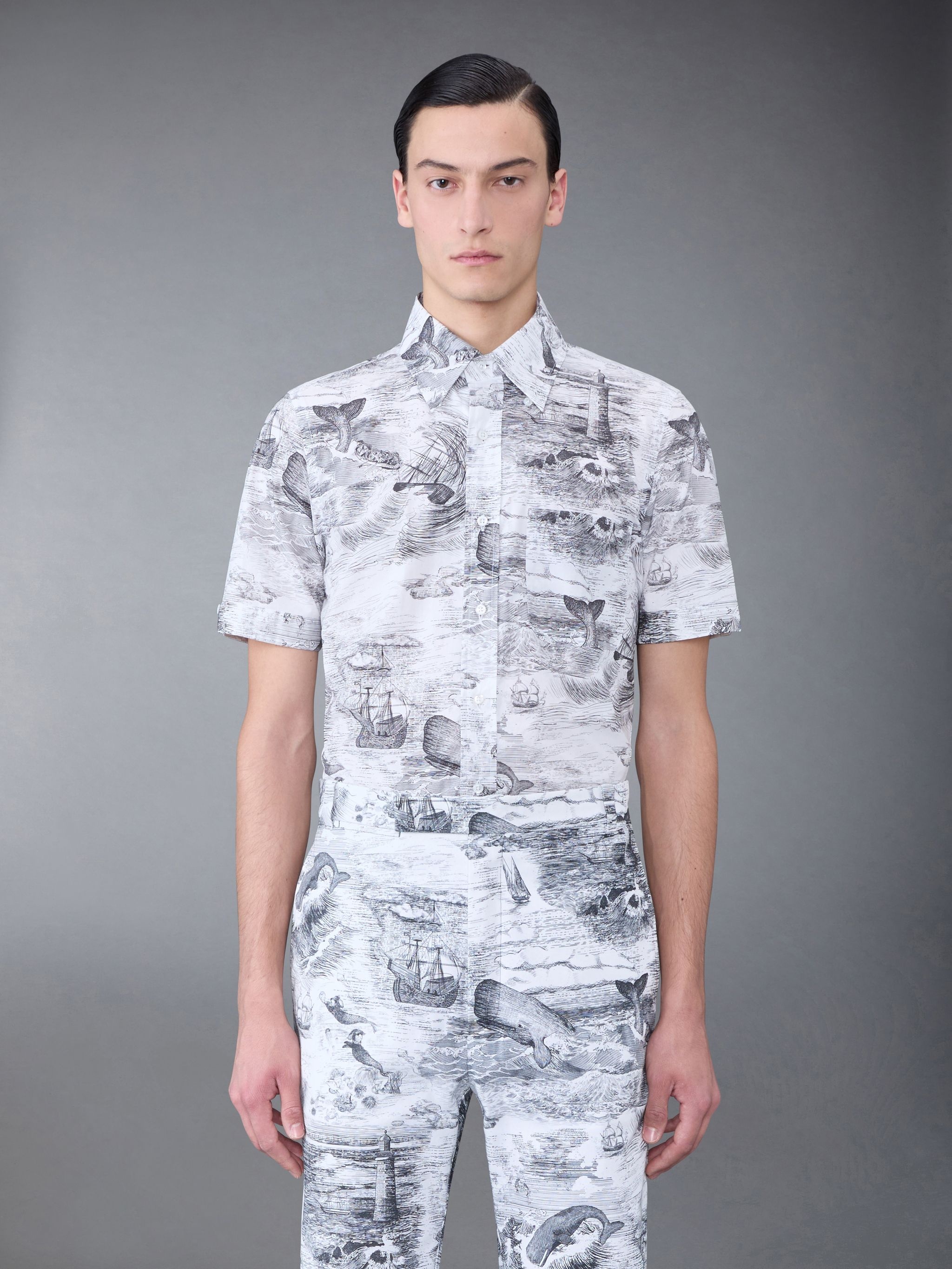 Nautical Toile Poplin Short Sleeve Shirt - 1
