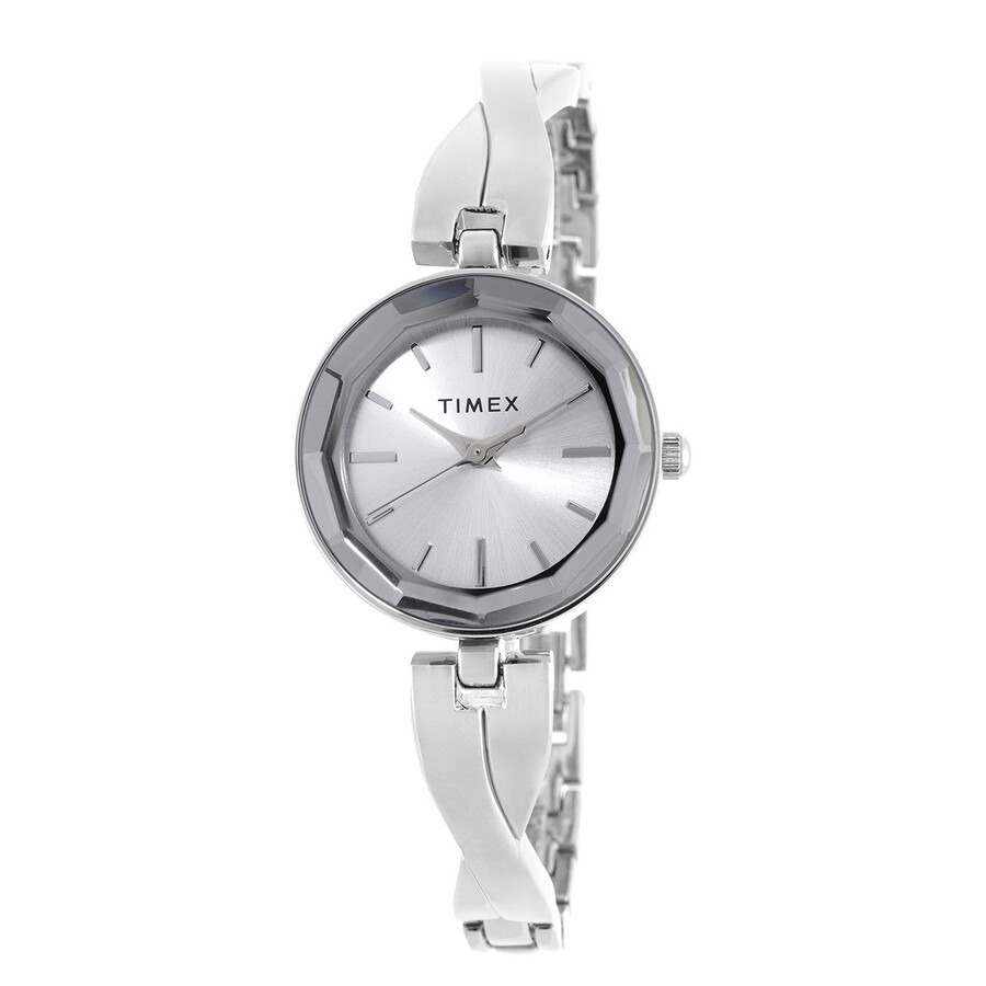 Timex - Timex Quartz Stainless Steel Silver Dial Ladies Watch TW2T49400 - 1