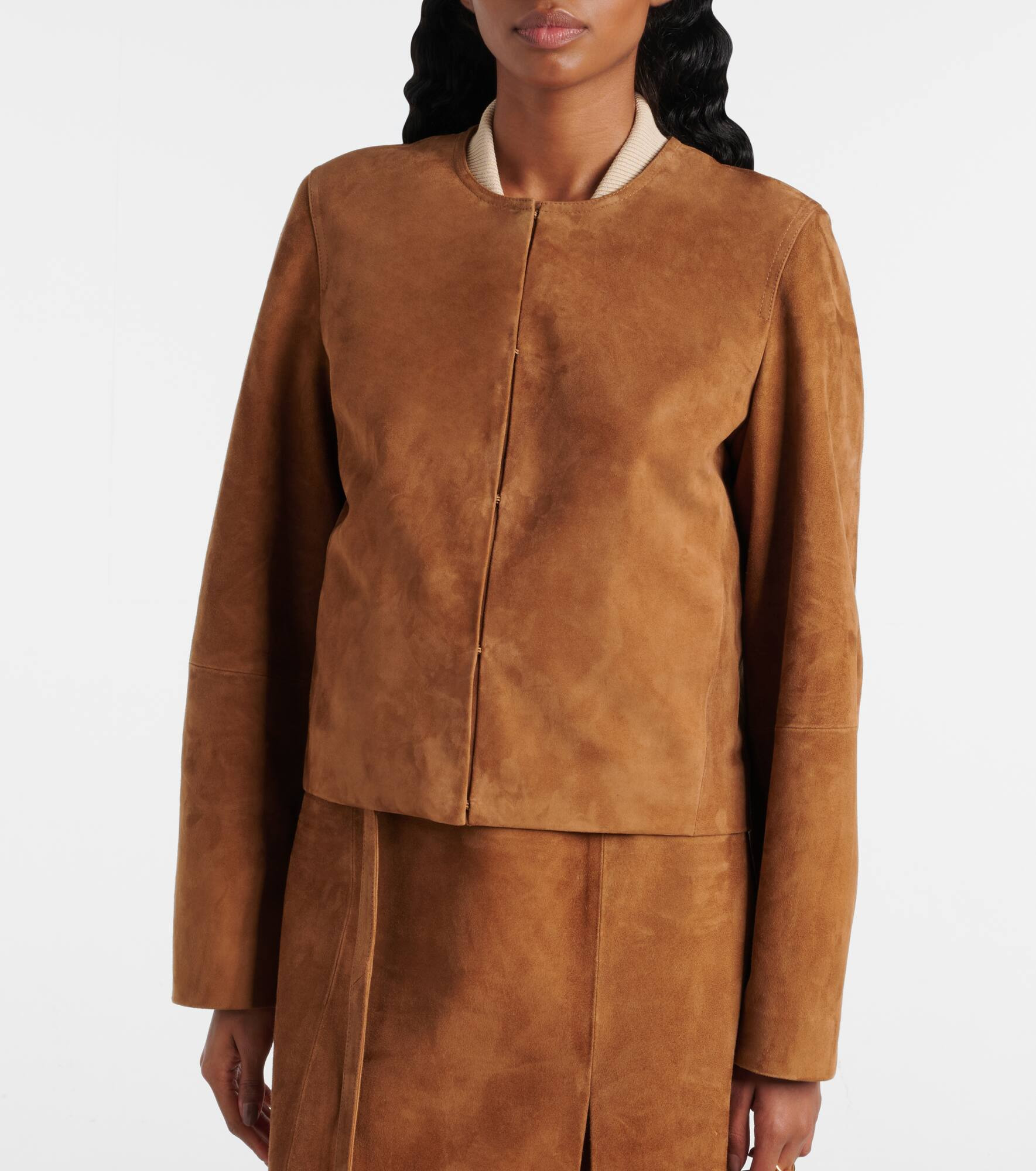 Cropped suede jacket - 6