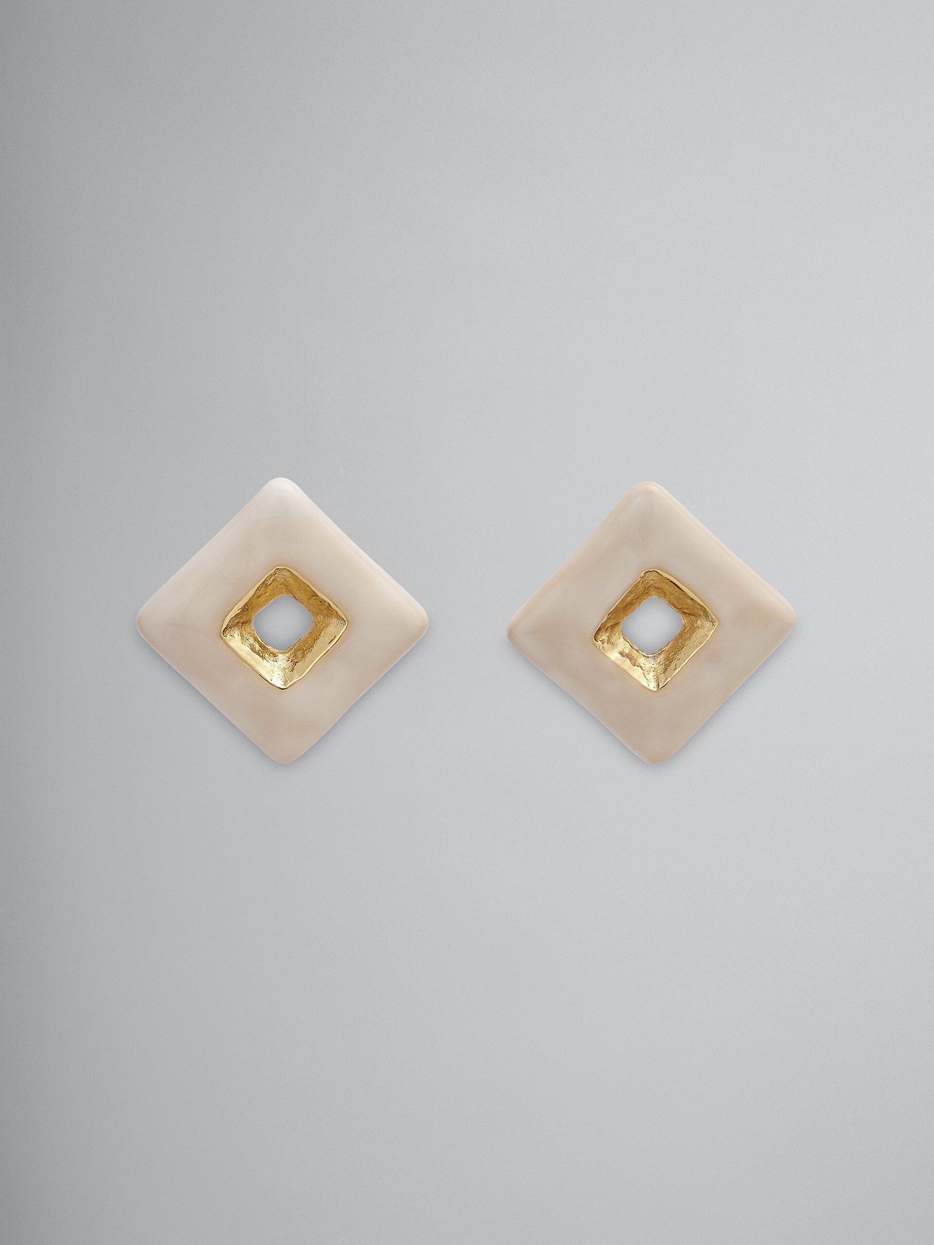 TRAPEZE WHITE EARRINGS - 1