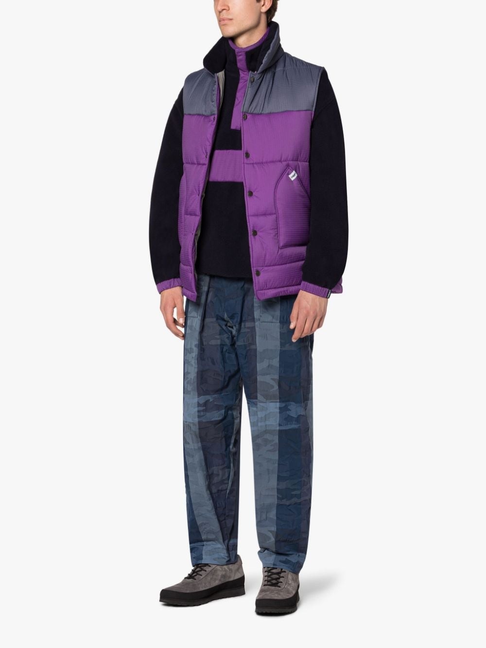 CONTRAST PURPLE & NAVY NYLON GILET - 4