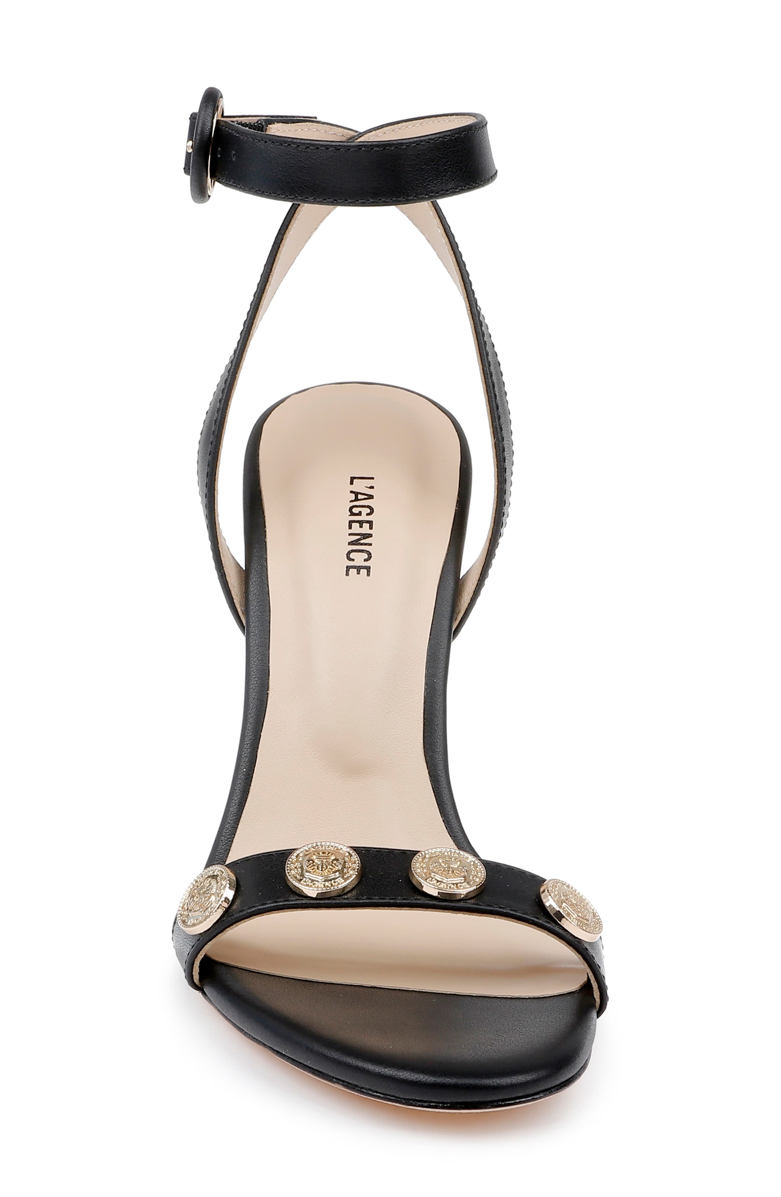 L'AGENCE Harriett Ankle Strap Sandal in Black Leather at Nordstrom - 4