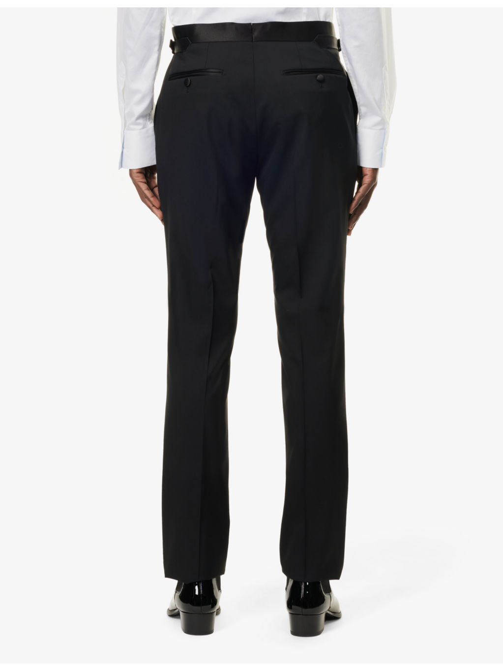 Adjustable-tab unhemmed straight-leg regular-fit wool trousers - 4