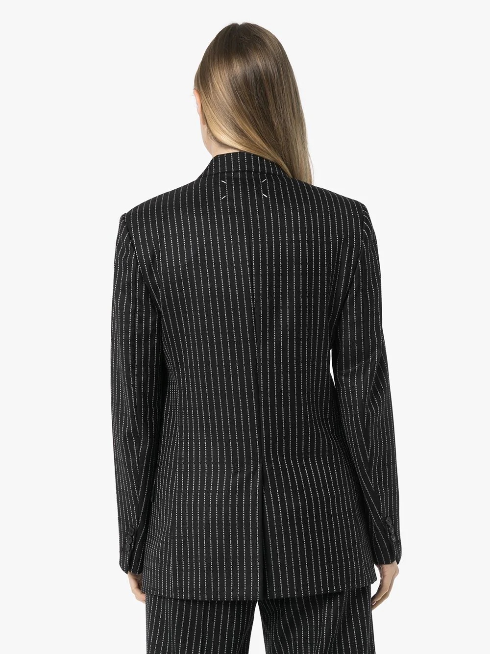 logo pinstripe blazer - 4