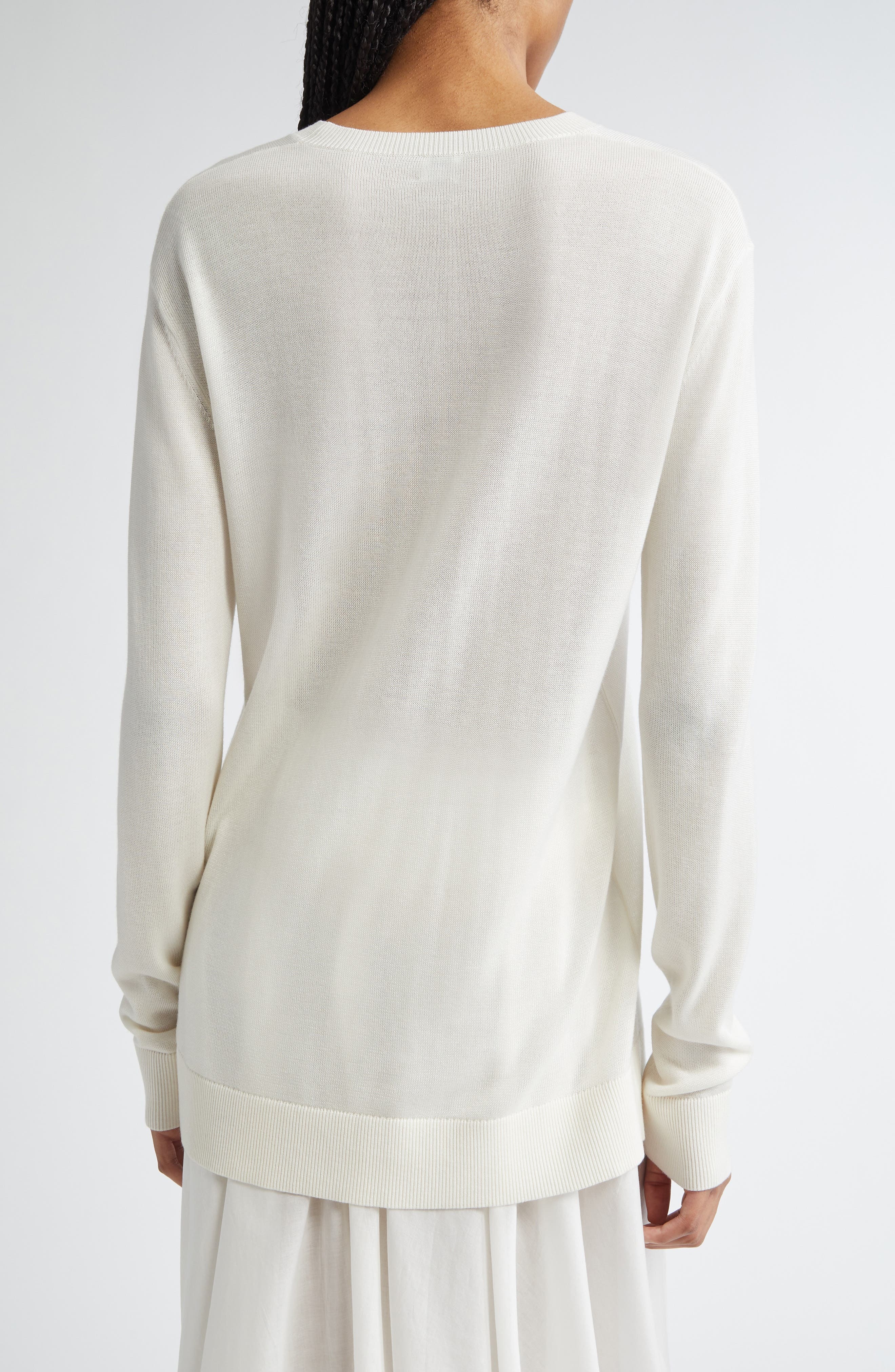 TOTEME Long Sleeve Knit T-Shirt in White at Nordstrom - 3