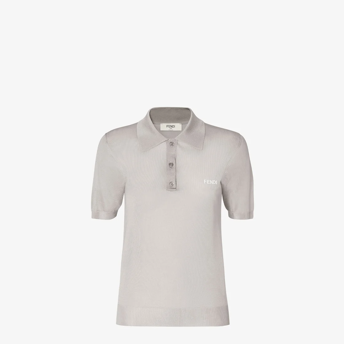 Sweater Light gray shiny viscose polo shirt - 1