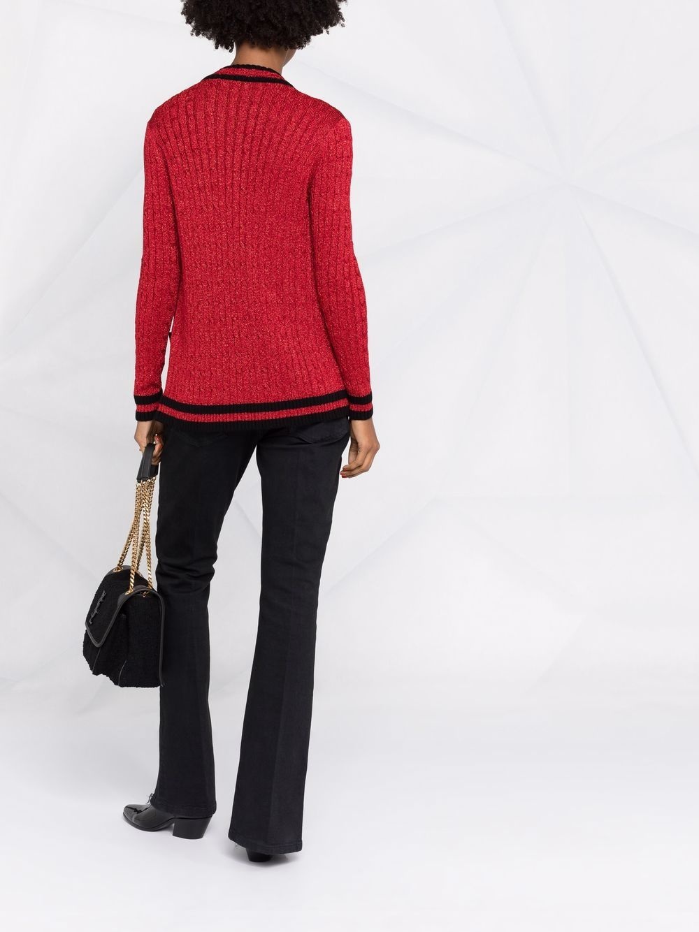 long knit college cardigan in braided lurex - 9