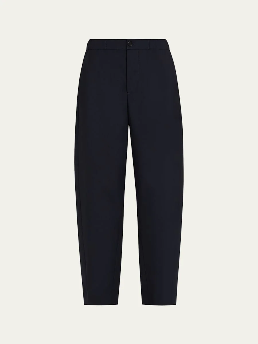 Elastic Waistband Straight-Leg Trousers - 1