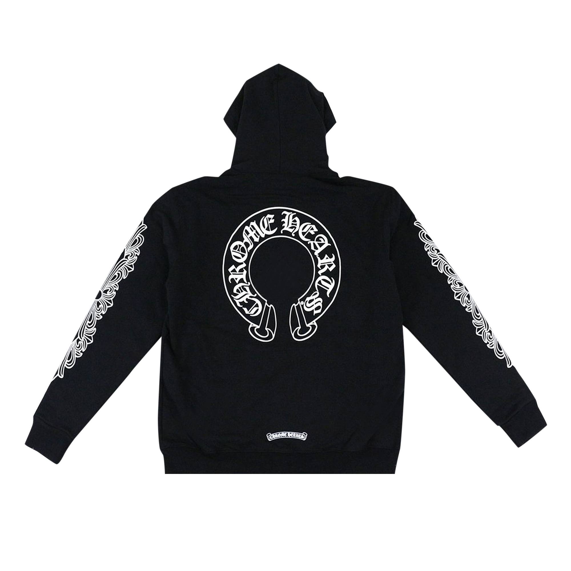 Chrome Hearts Chrome Hearts Horseshoe Floral Cross-Sleeve Zip Up Hoodie ...